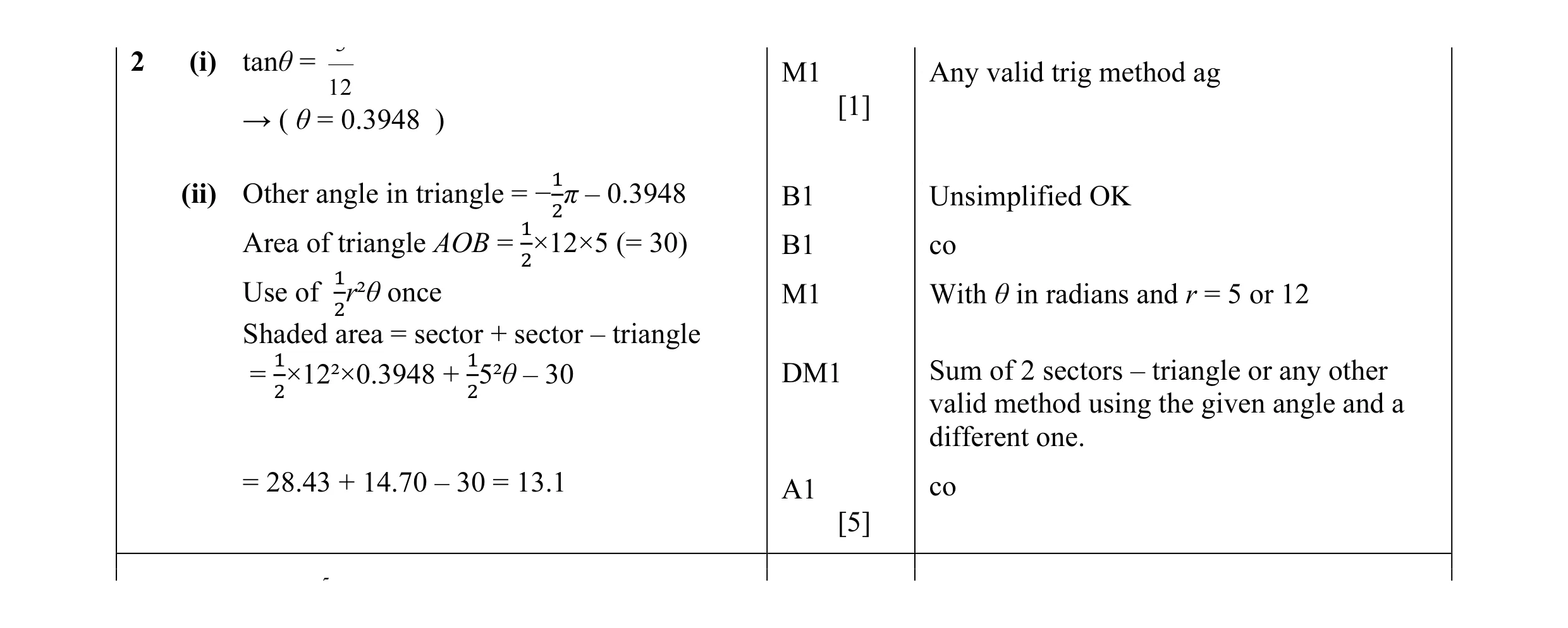 Mark scheme for question 29