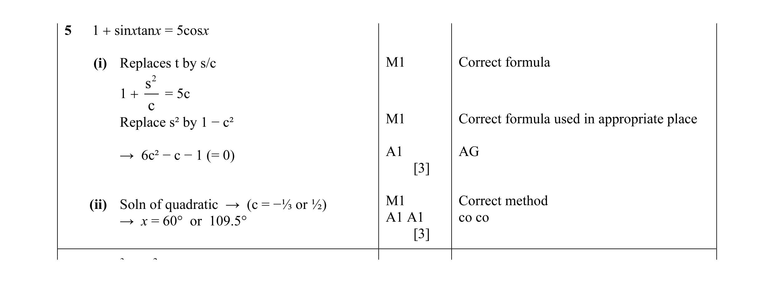 Mark scheme for question 30