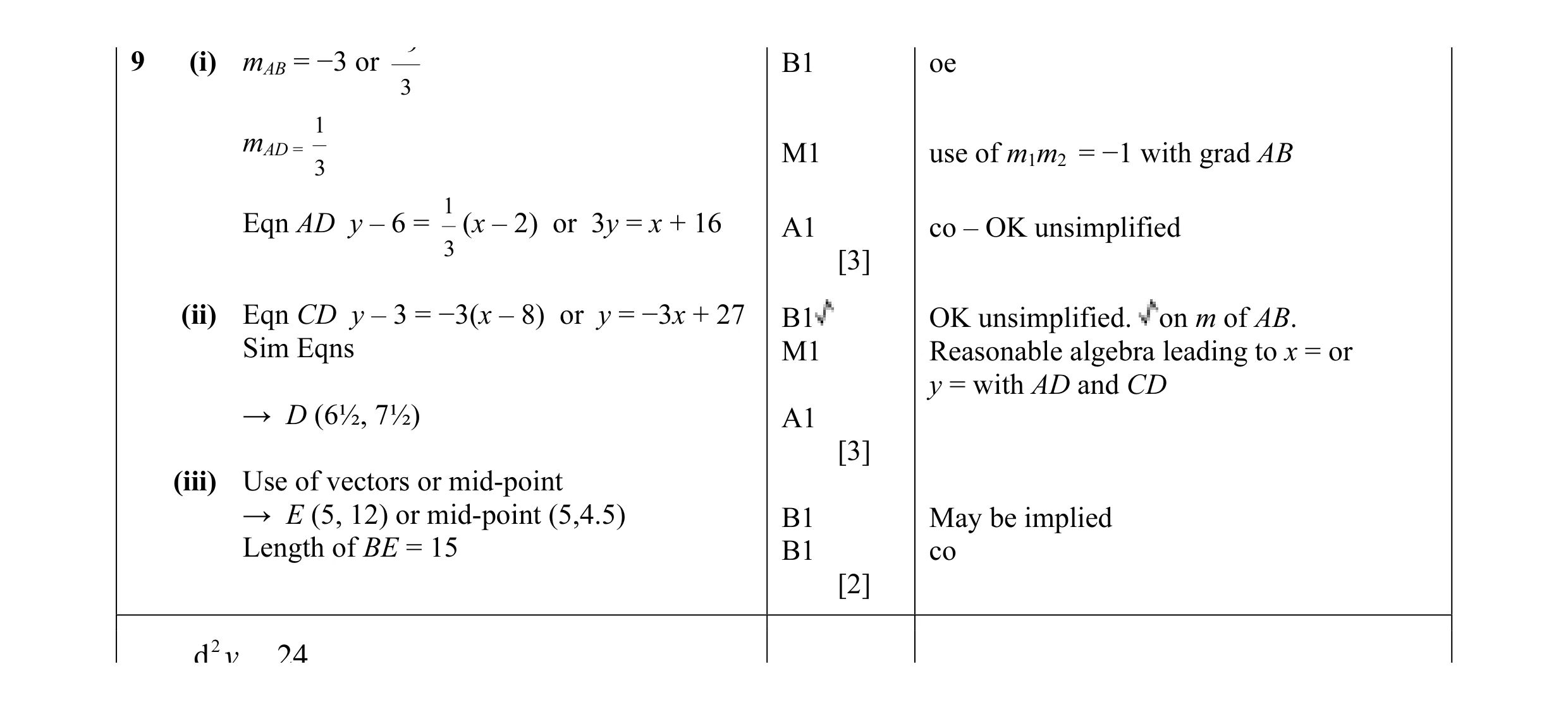 Mark scheme for question 26