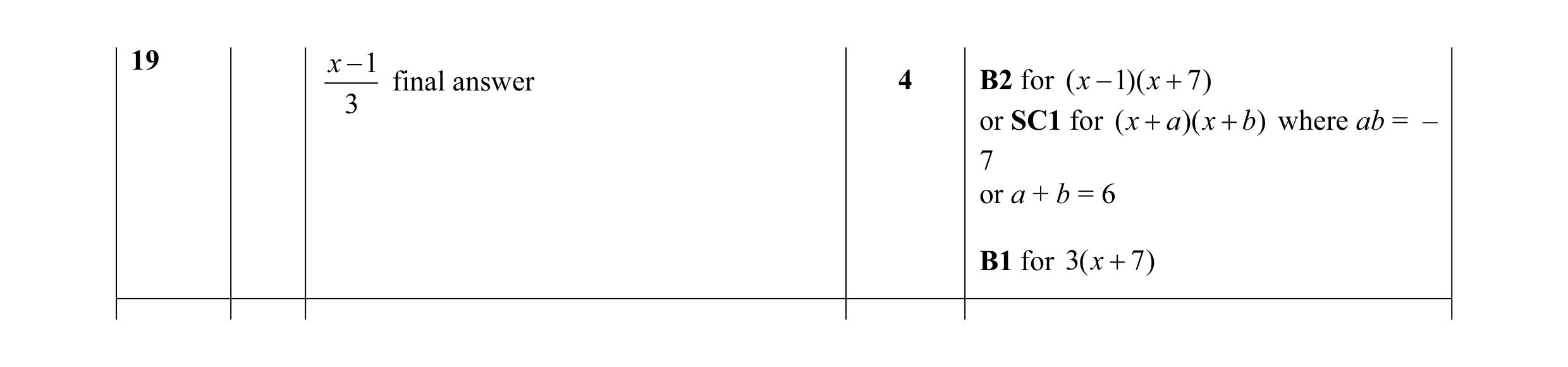 Mark scheme for question 47