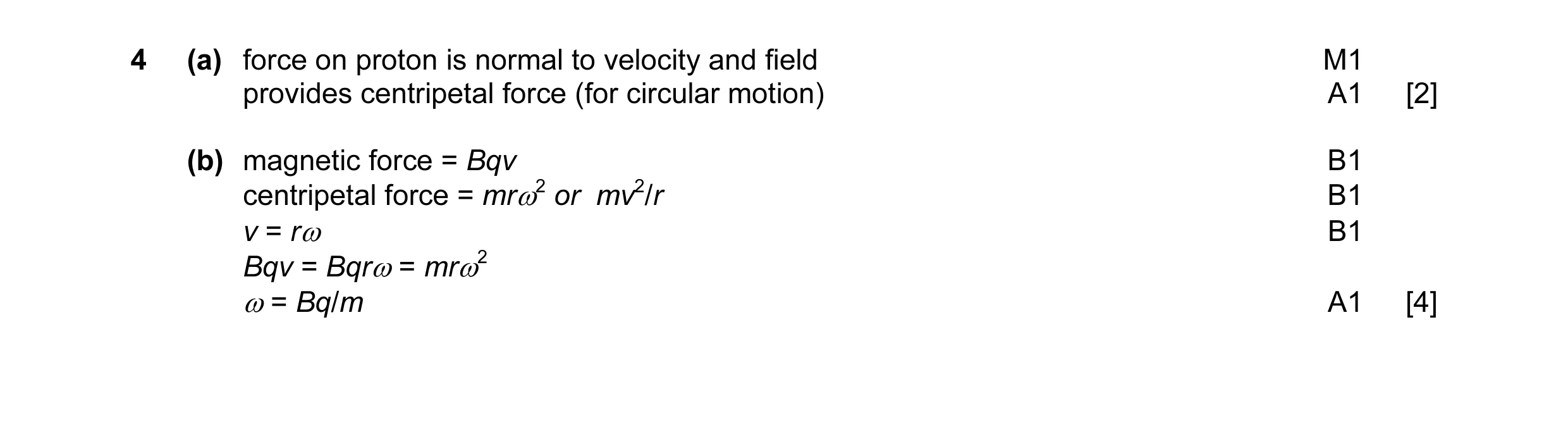 Mark scheme for question 3
