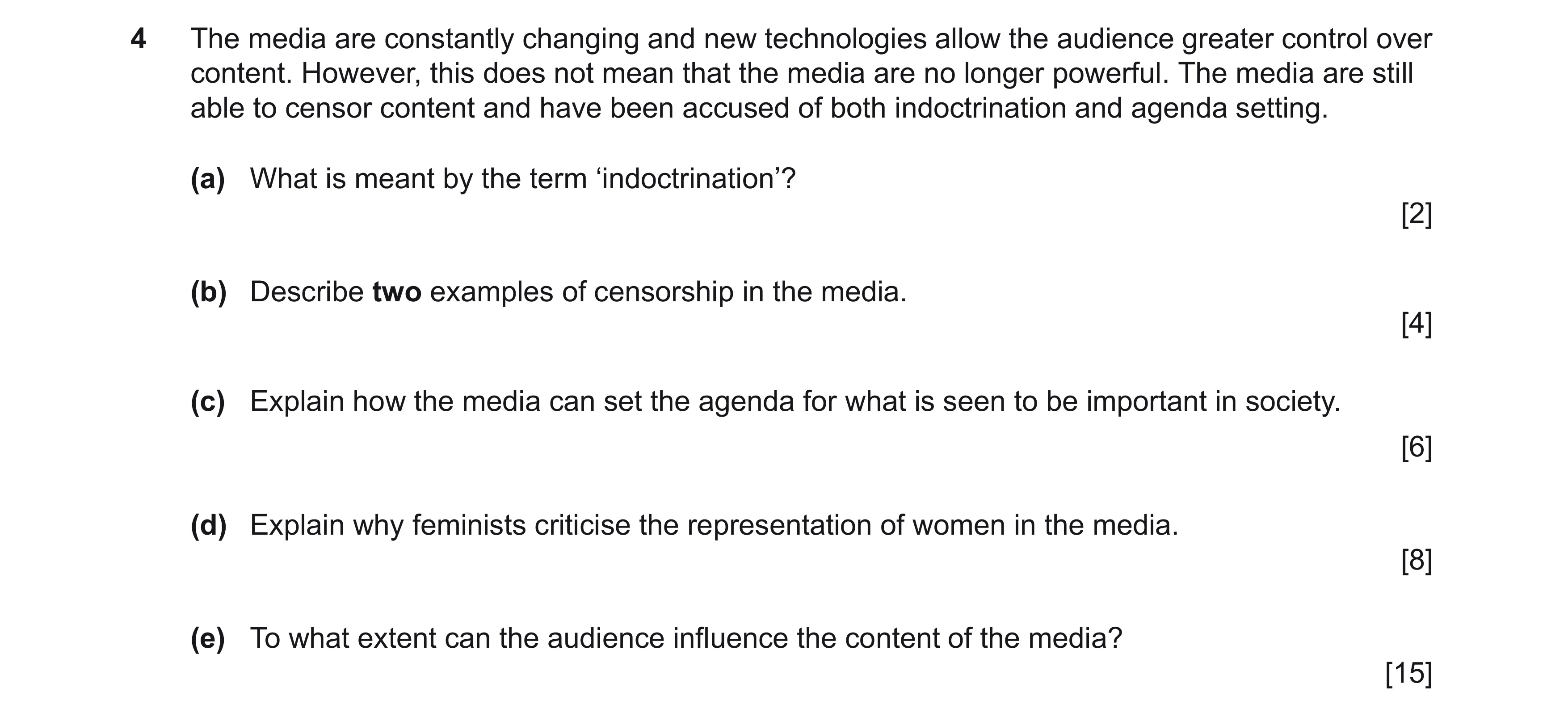 Question 3: The media are constantly changing and new technologies allow the audience greater control over content. However, this does not mean that th…