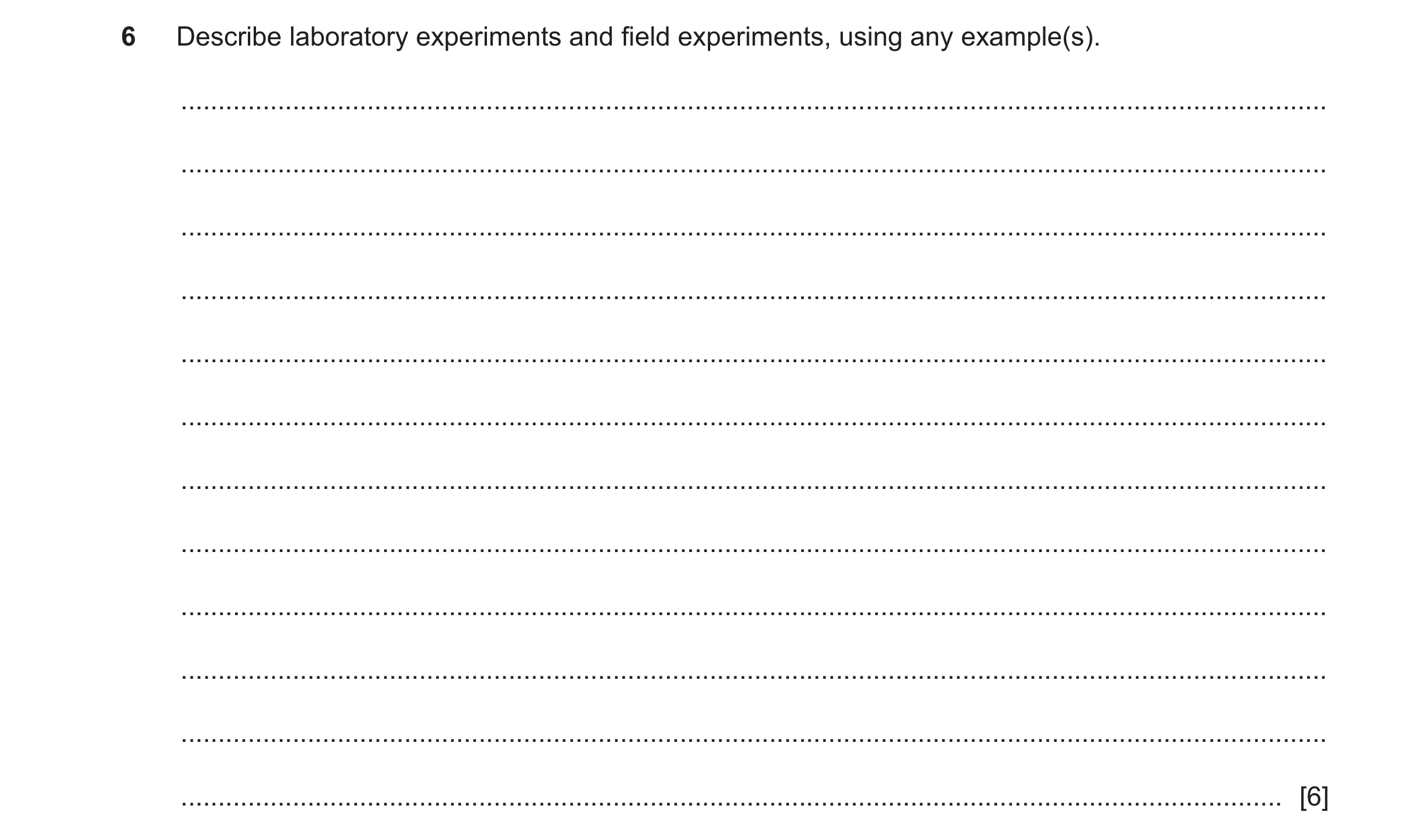 Question 435: Describe laboratory experiments and field experiments, using any example(s). ..............................................................…