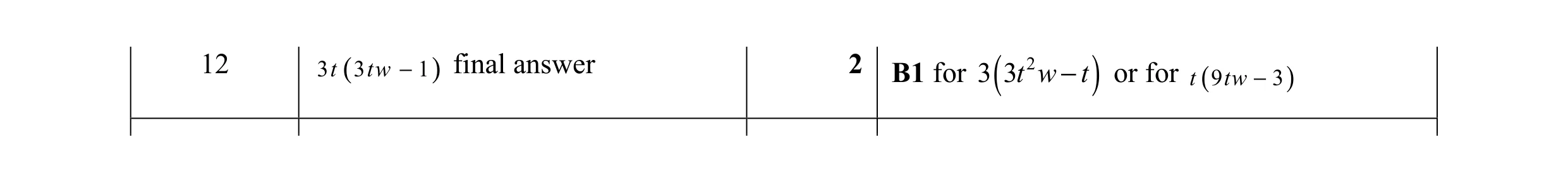 Mark scheme for question 108