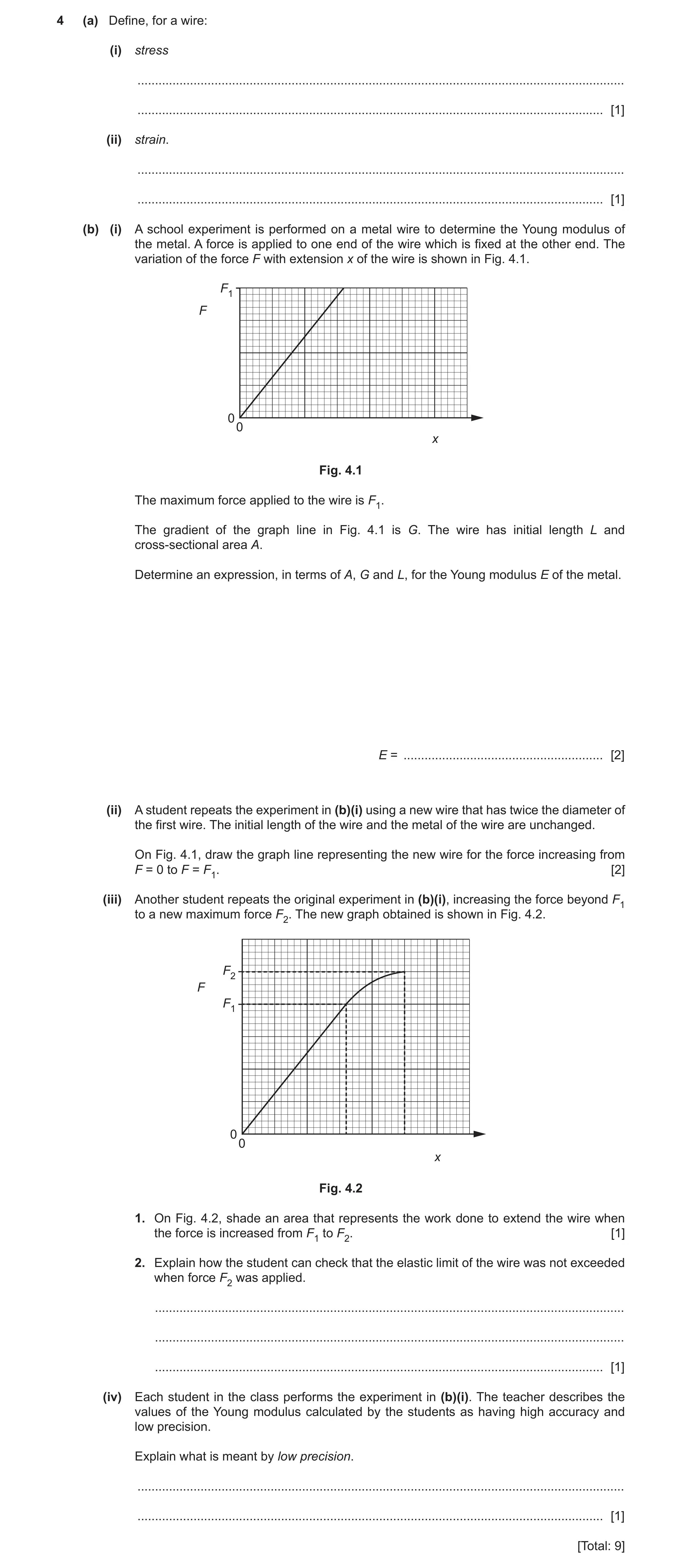 Question 6: (a) Define, for a wire: (i) stress ........................................................................................................…