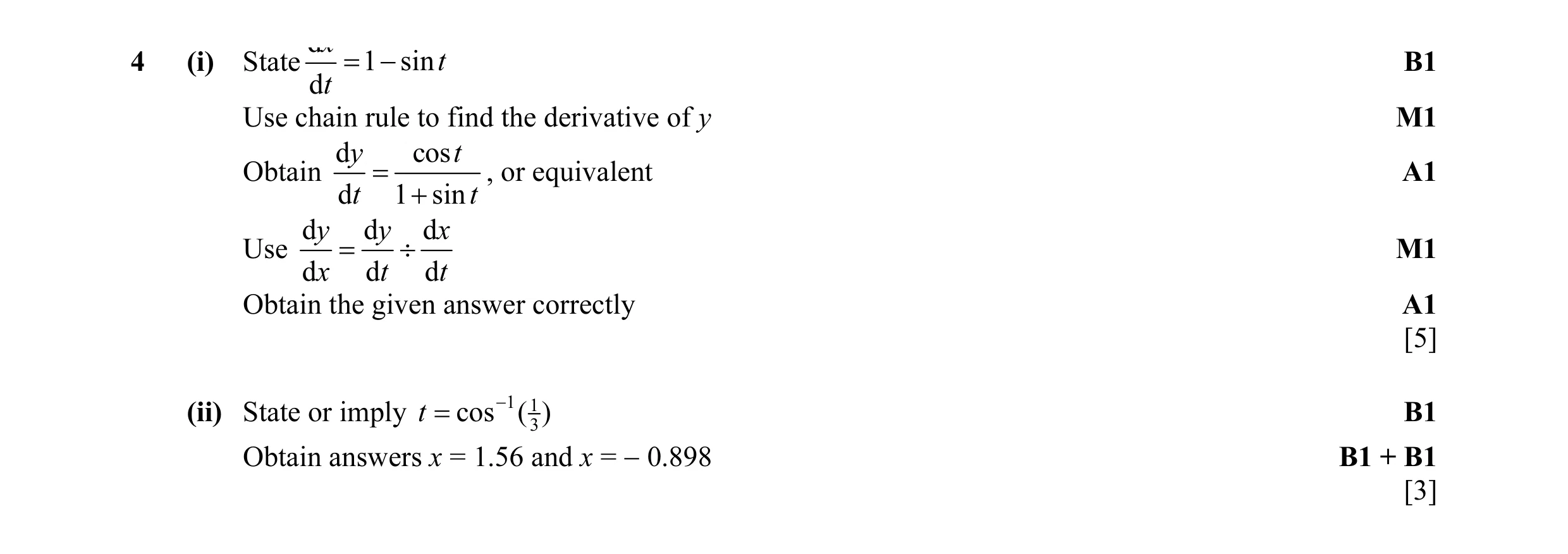 Mark scheme for question 27