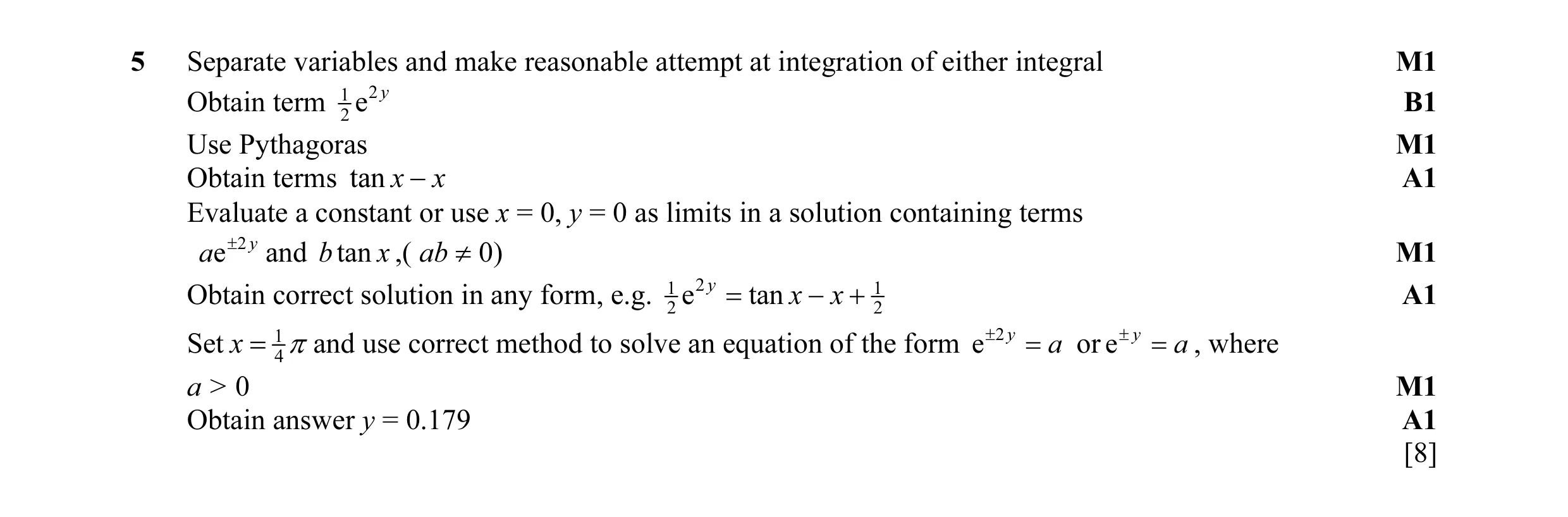 Mark scheme for question 34