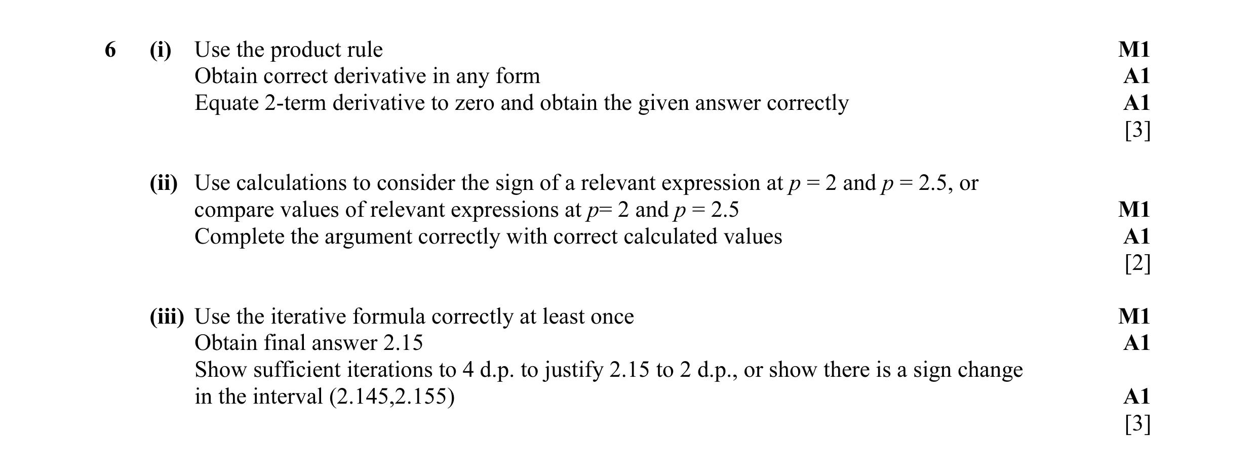 Mark scheme for question 38
