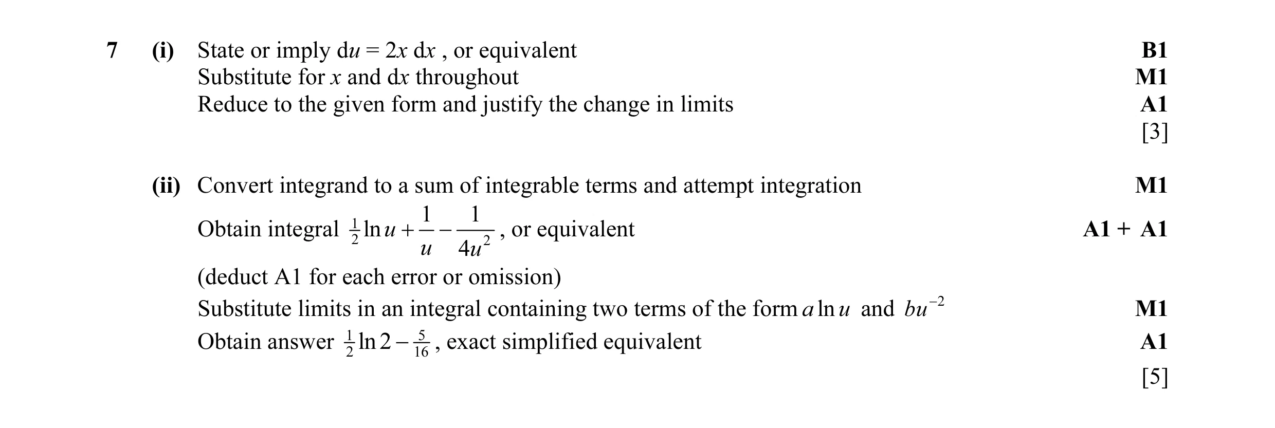 Mark scheme for question 14