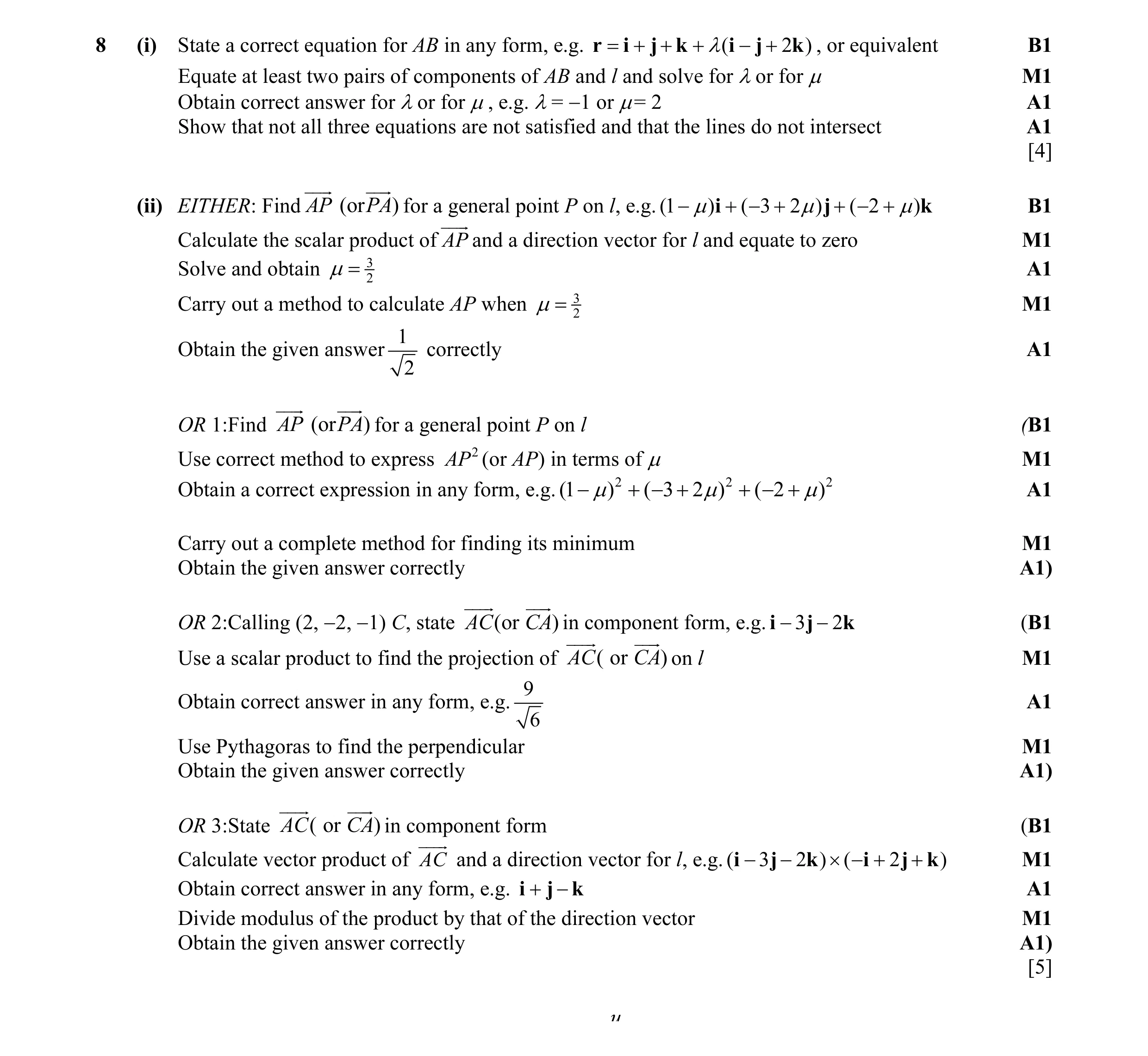 Mark scheme for question 40