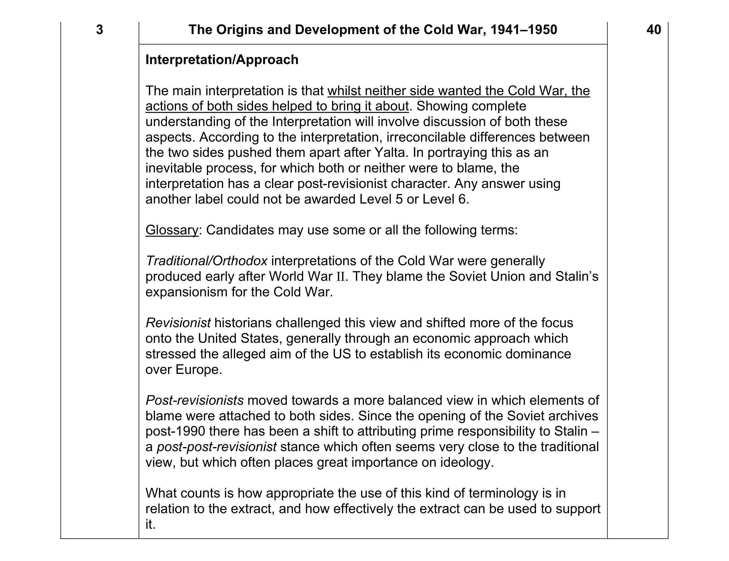 Mark scheme for question 9