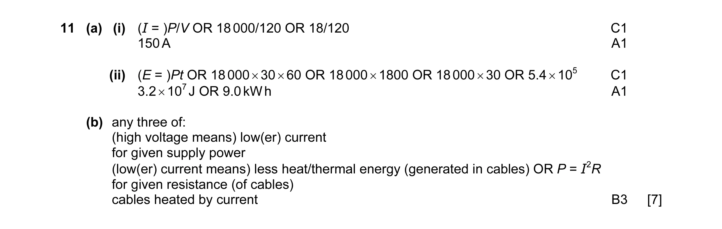 Mark scheme for question 36