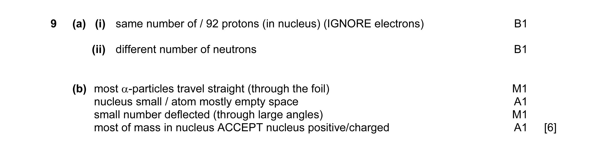 Mark scheme for question 11
