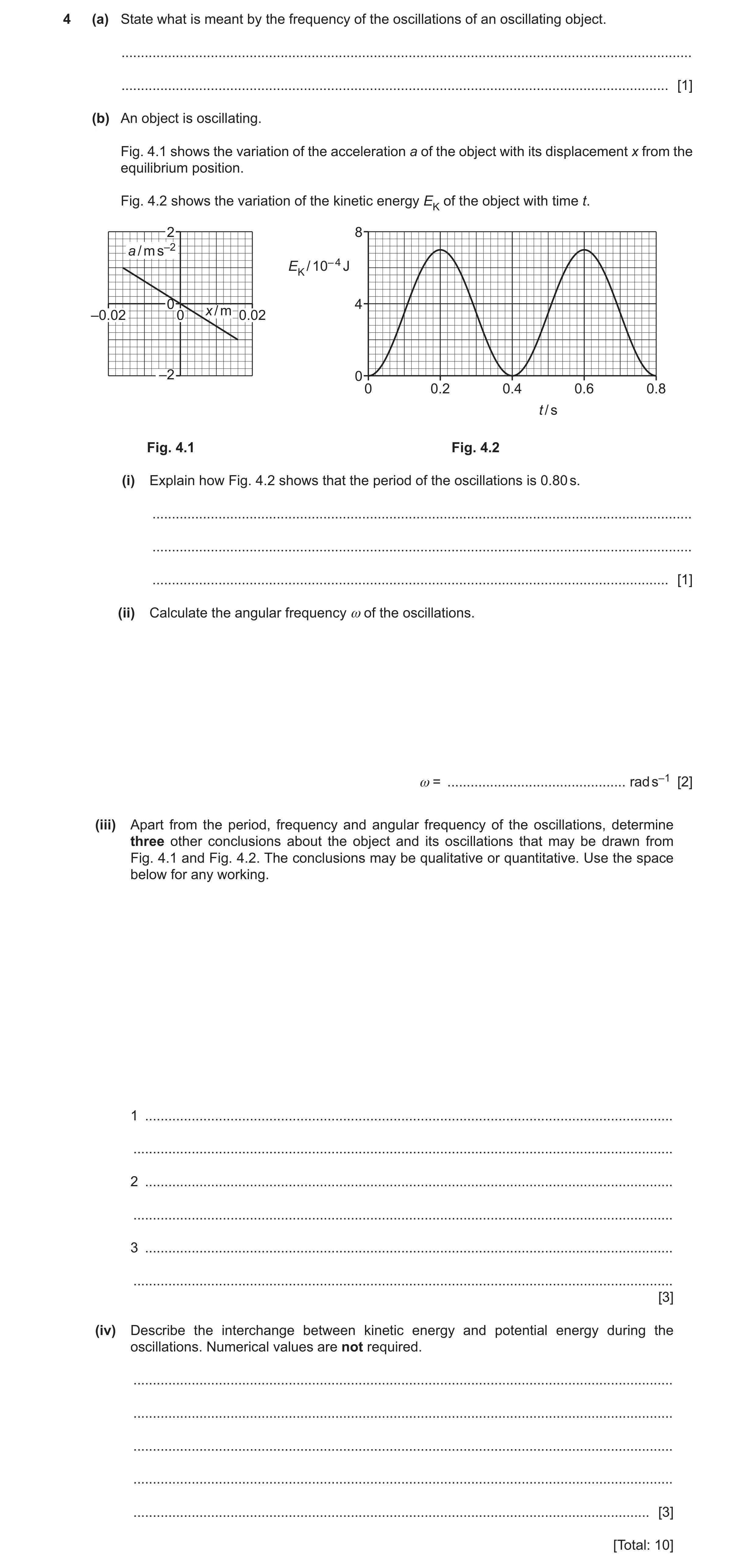 Question 59: (a) State what is meant by the frequency of the oscillations of an oscillating object. ....................................................…