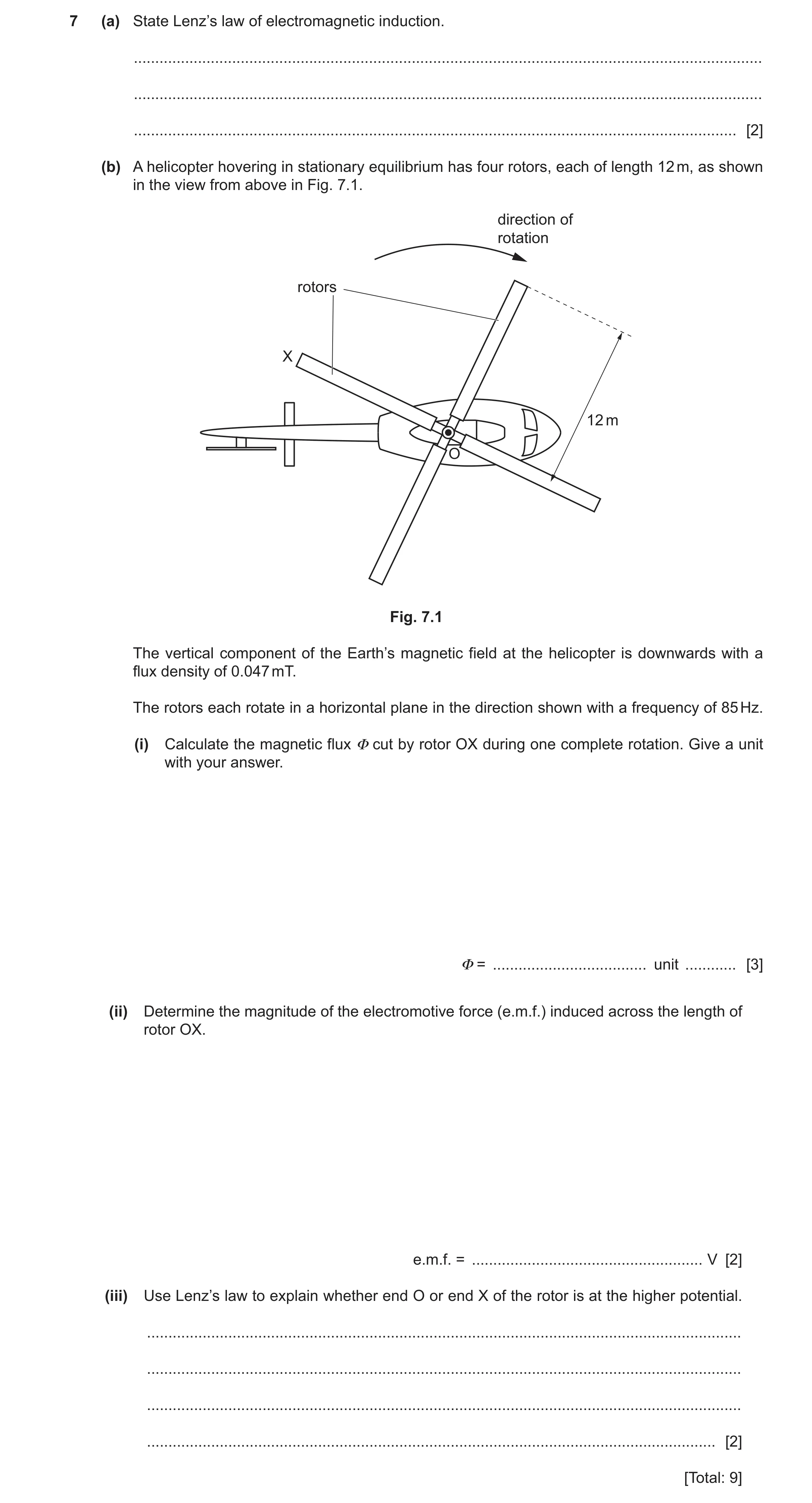 Question 45: (a) State Lenz’s law of electromagnetic induction. ........................................................................................…
