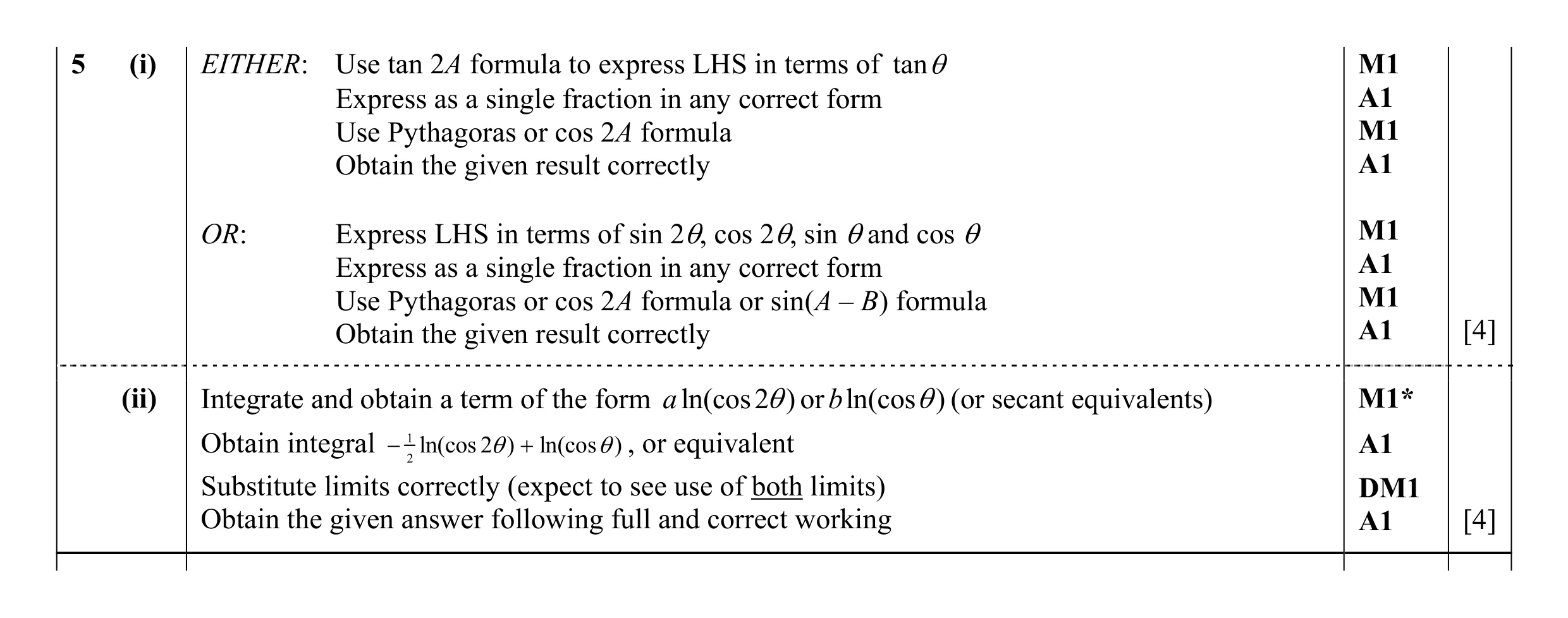 Mark scheme for question 48