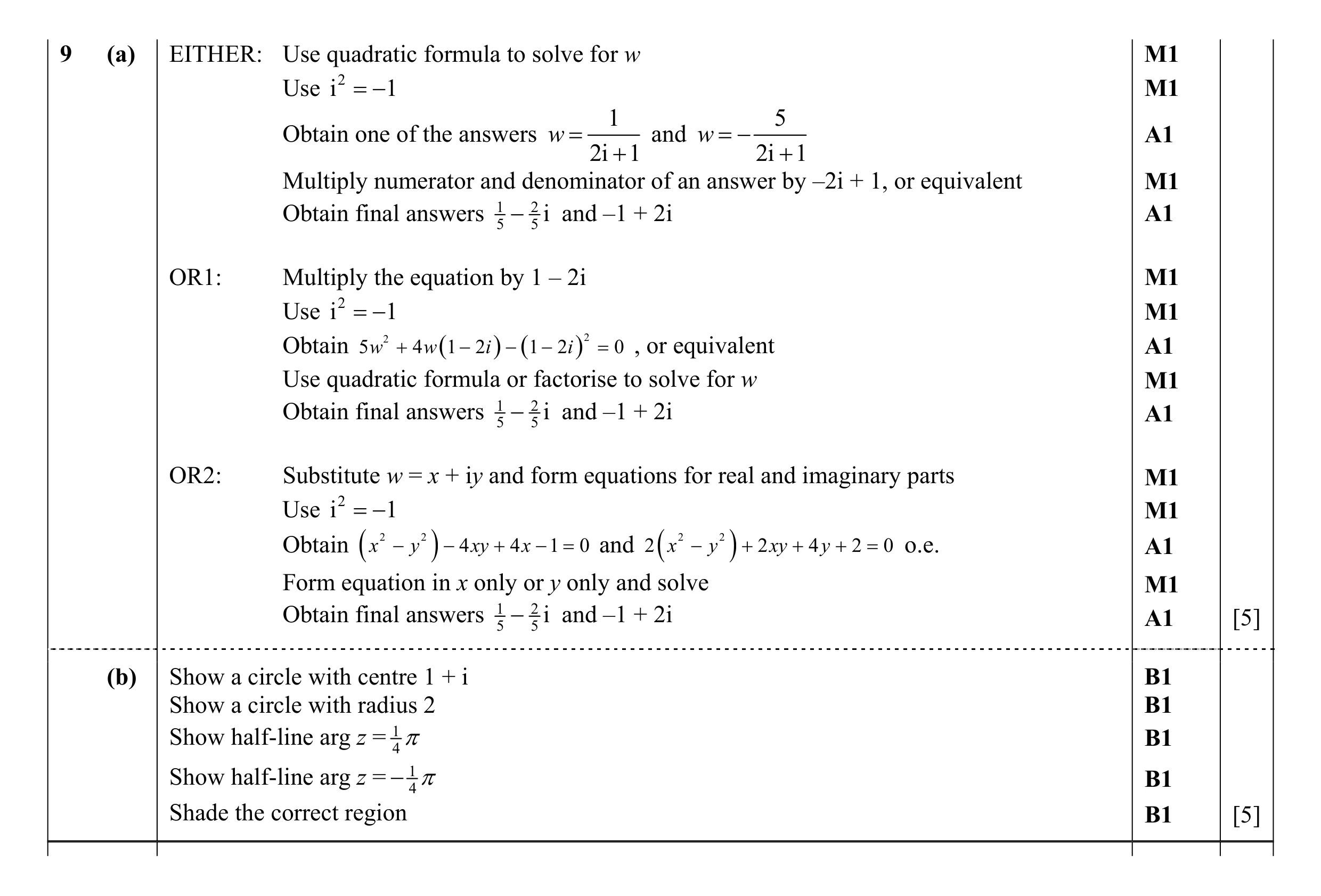 Mark scheme for question 43