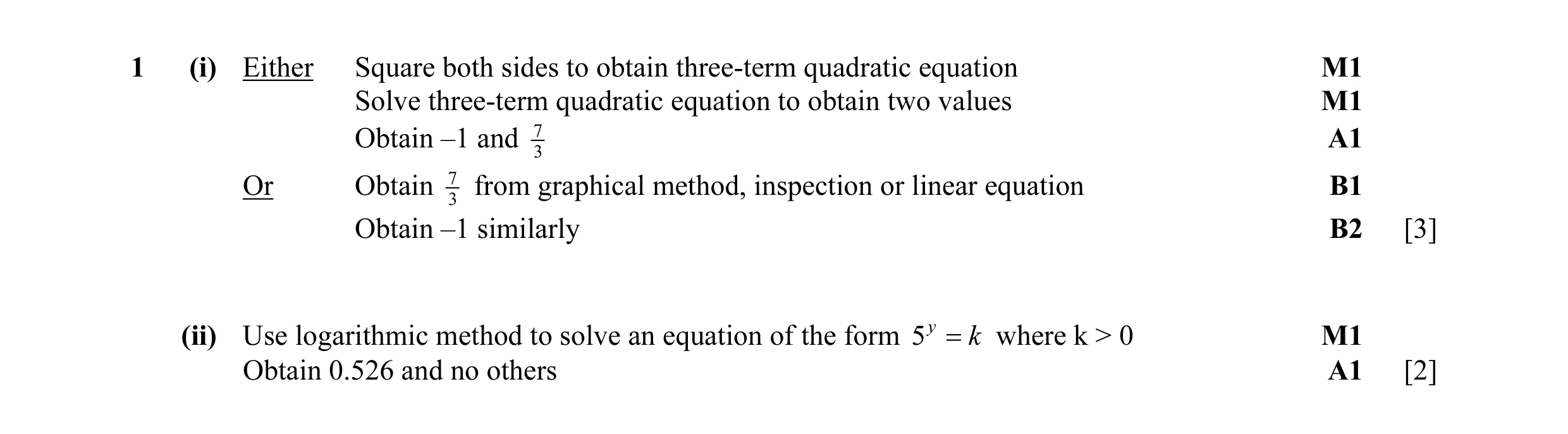 Mark scheme for question 38