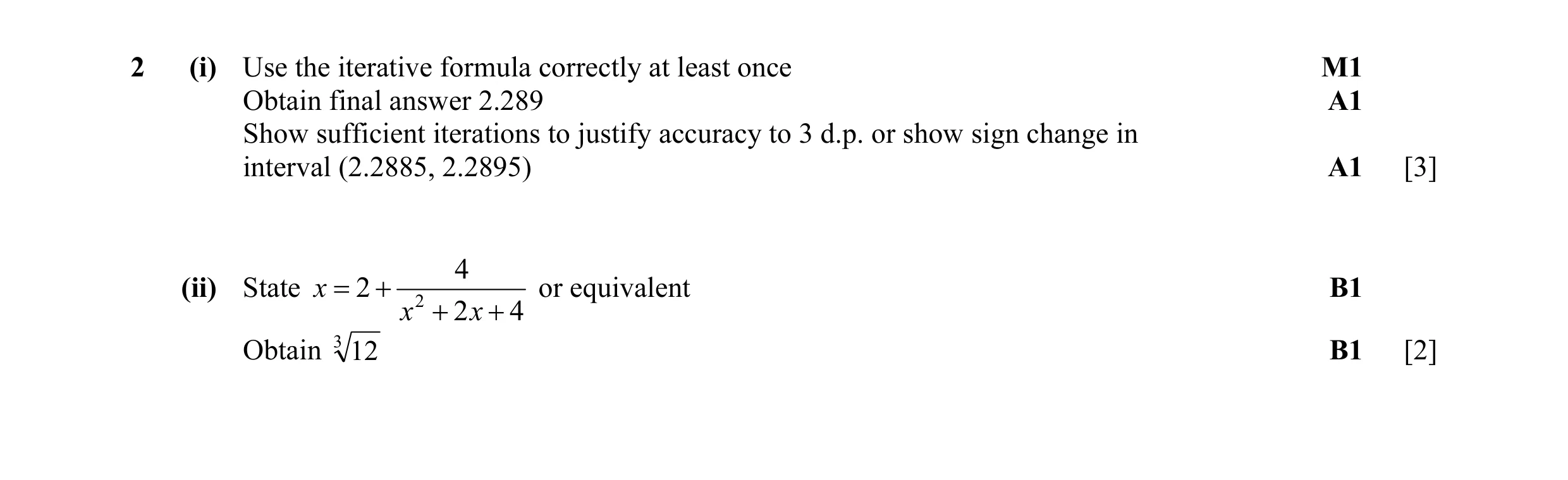 Mark scheme for question 32