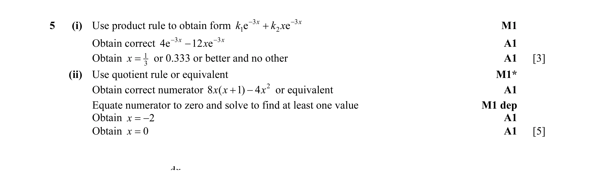 Mark scheme for question 25