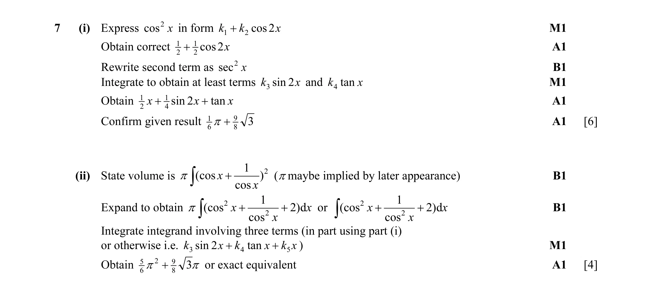 Mark scheme for question 5