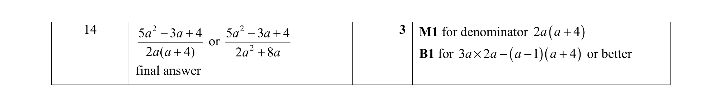 Mark scheme for question 11