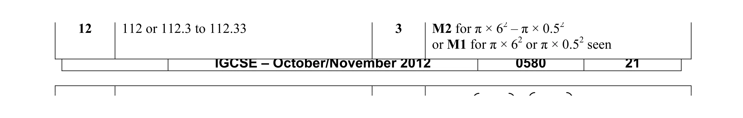 Mark scheme for question 18