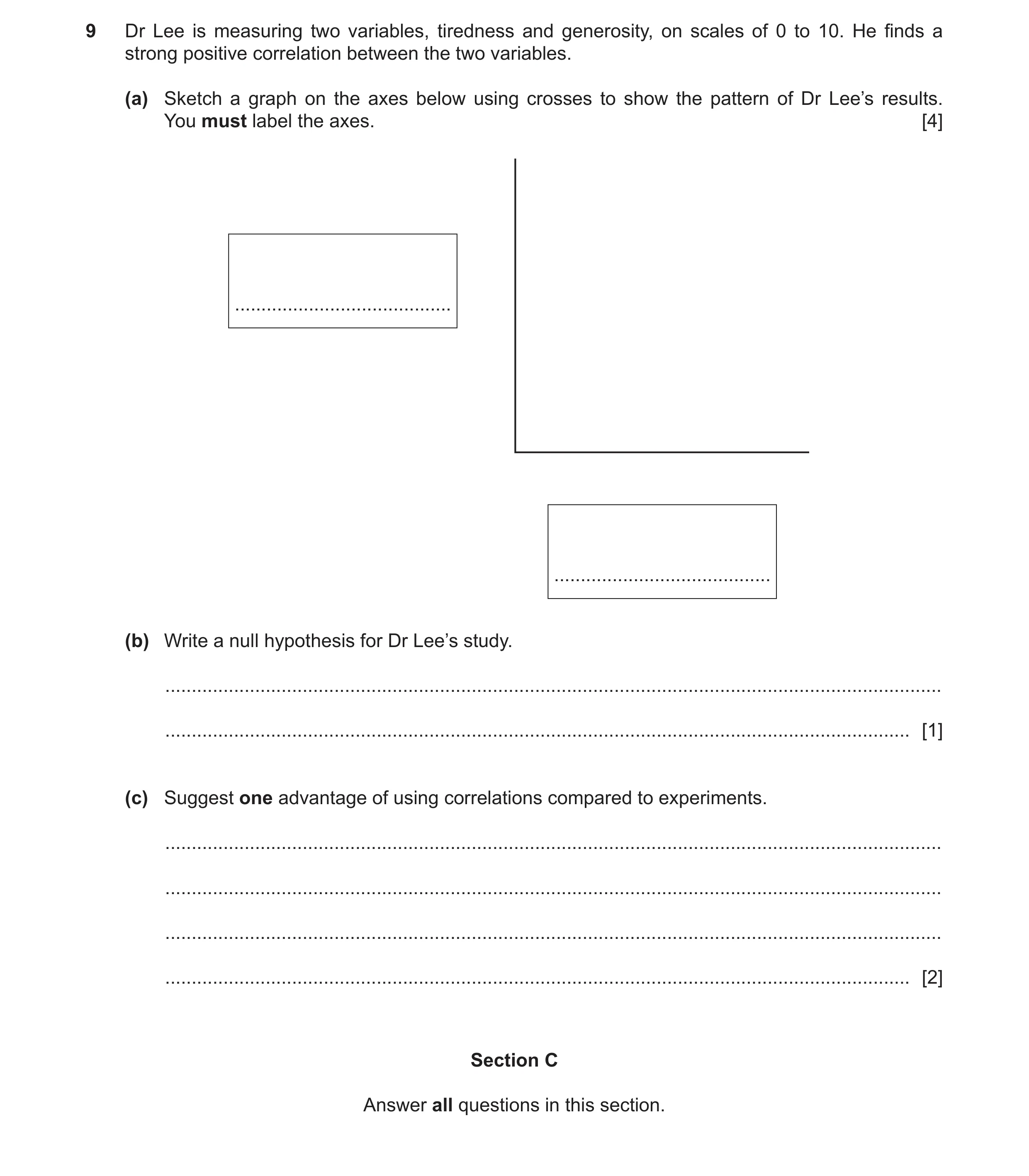 Question 207: Dr Lee is measuring two variables, tiredness and generosity, on scales of 0 to 10. He finds a strong positive correlation between the two v…