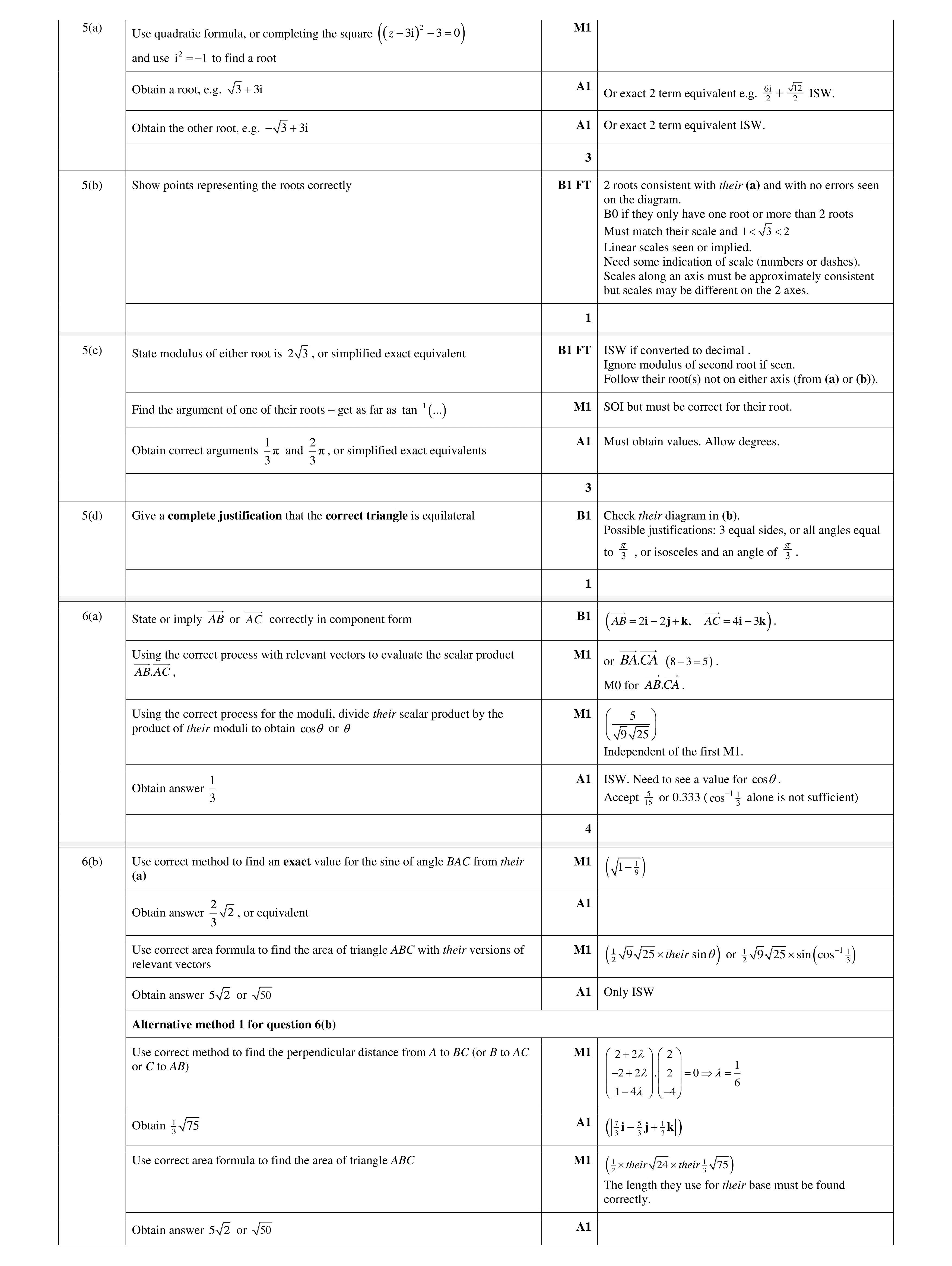 Mark scheme for question 78