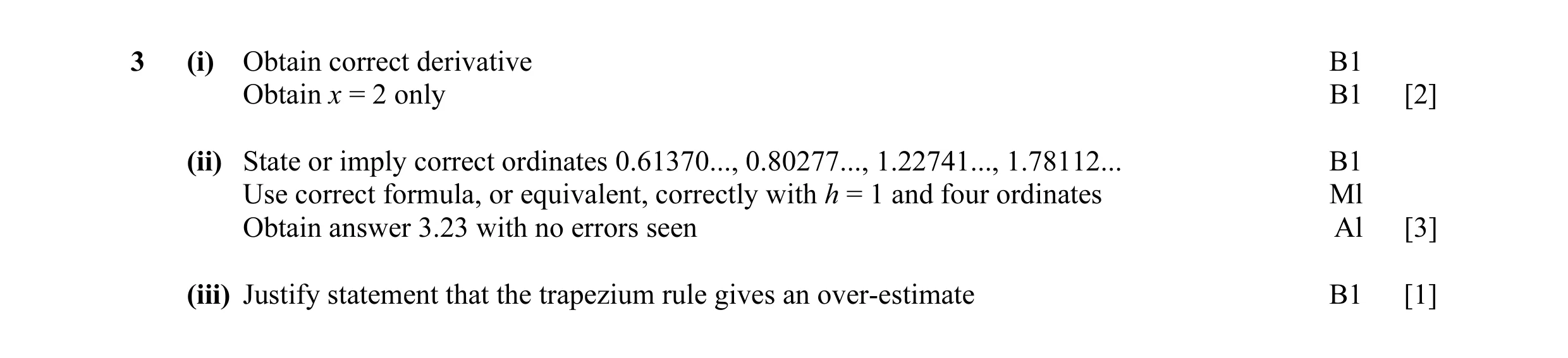 Mark scheme for question 26