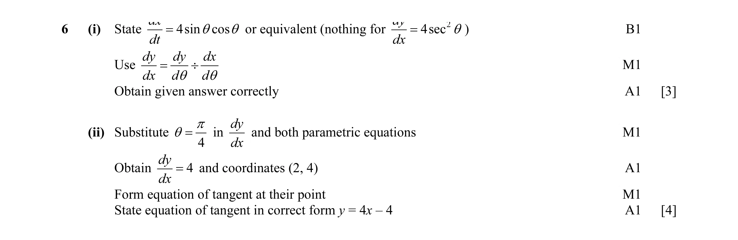 Mark scheme for question 2
