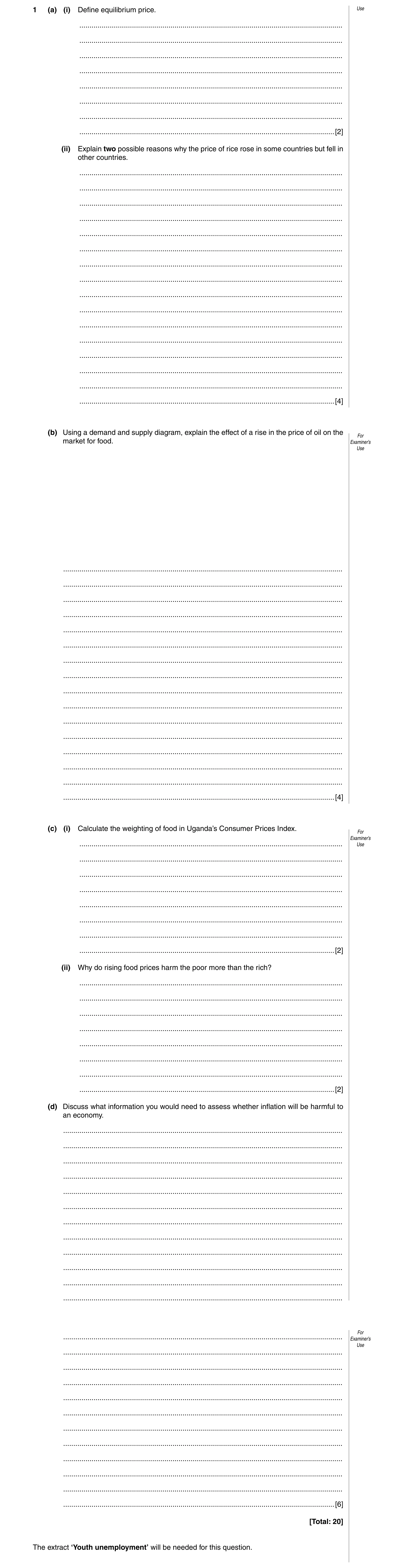 Question 11: (a) (i) Define equilibrium price. .........................................................................................................…