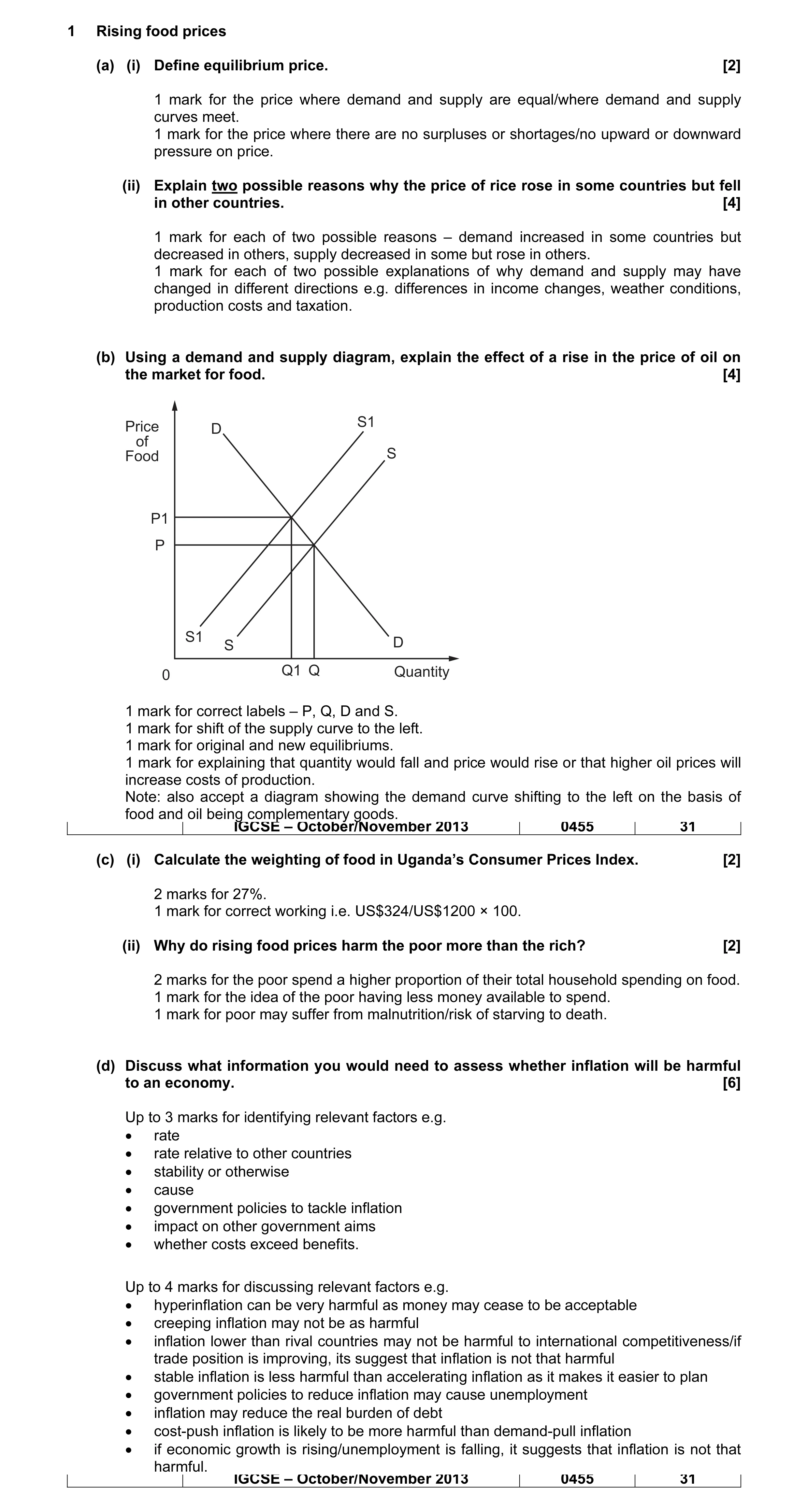Mark scheme for question 11