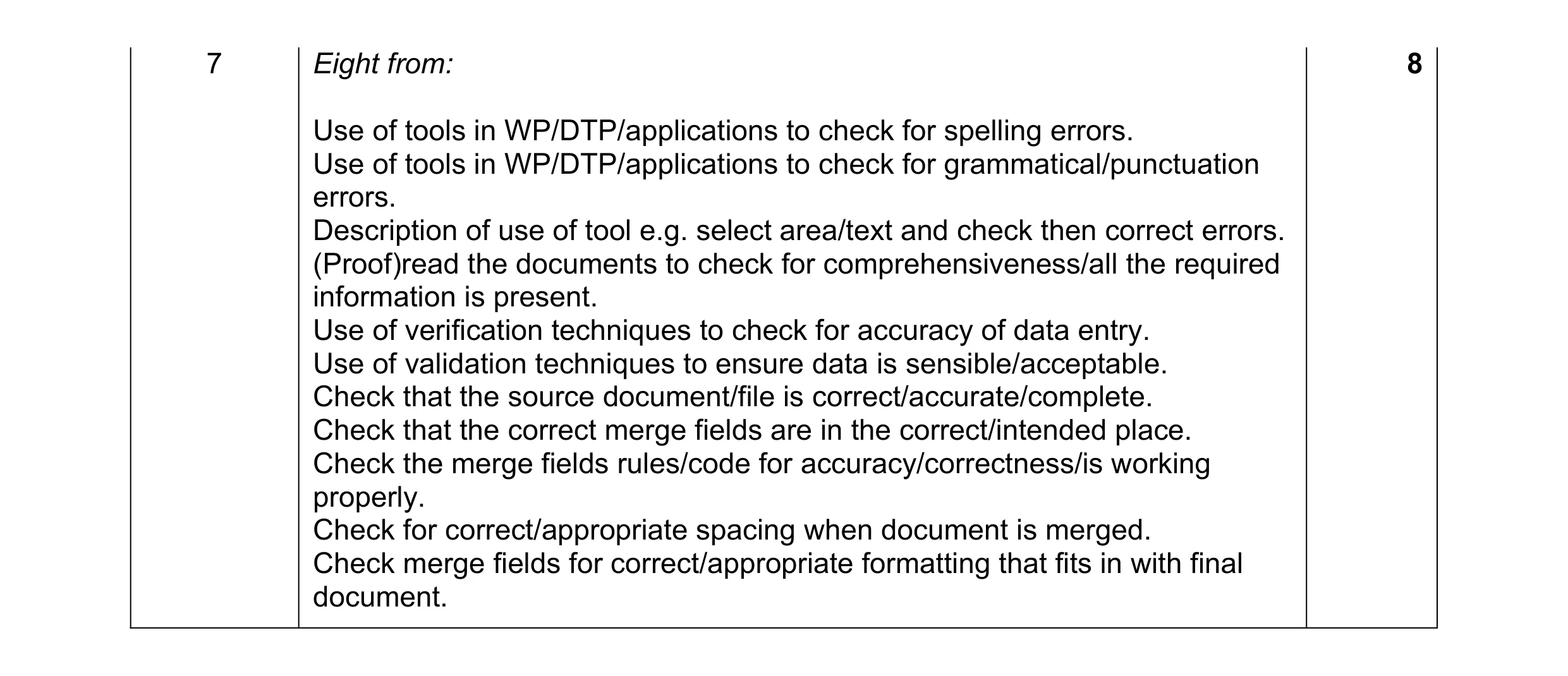 Mark scheme for question 4