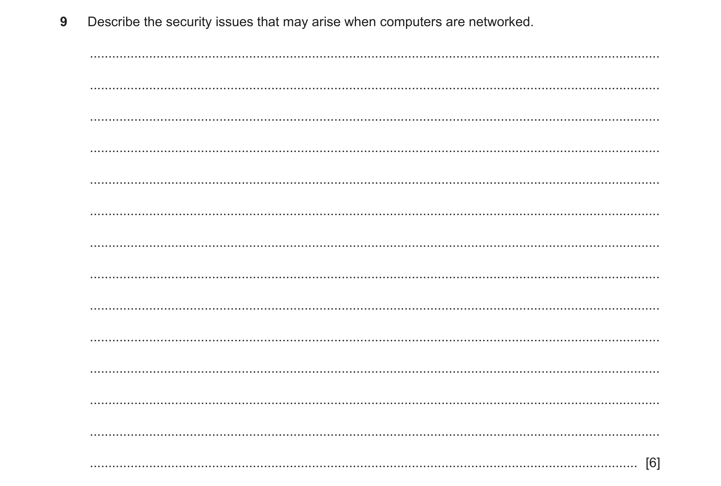 Question 15: Describe the security issues that may arise when computers are networked. .................................................................…