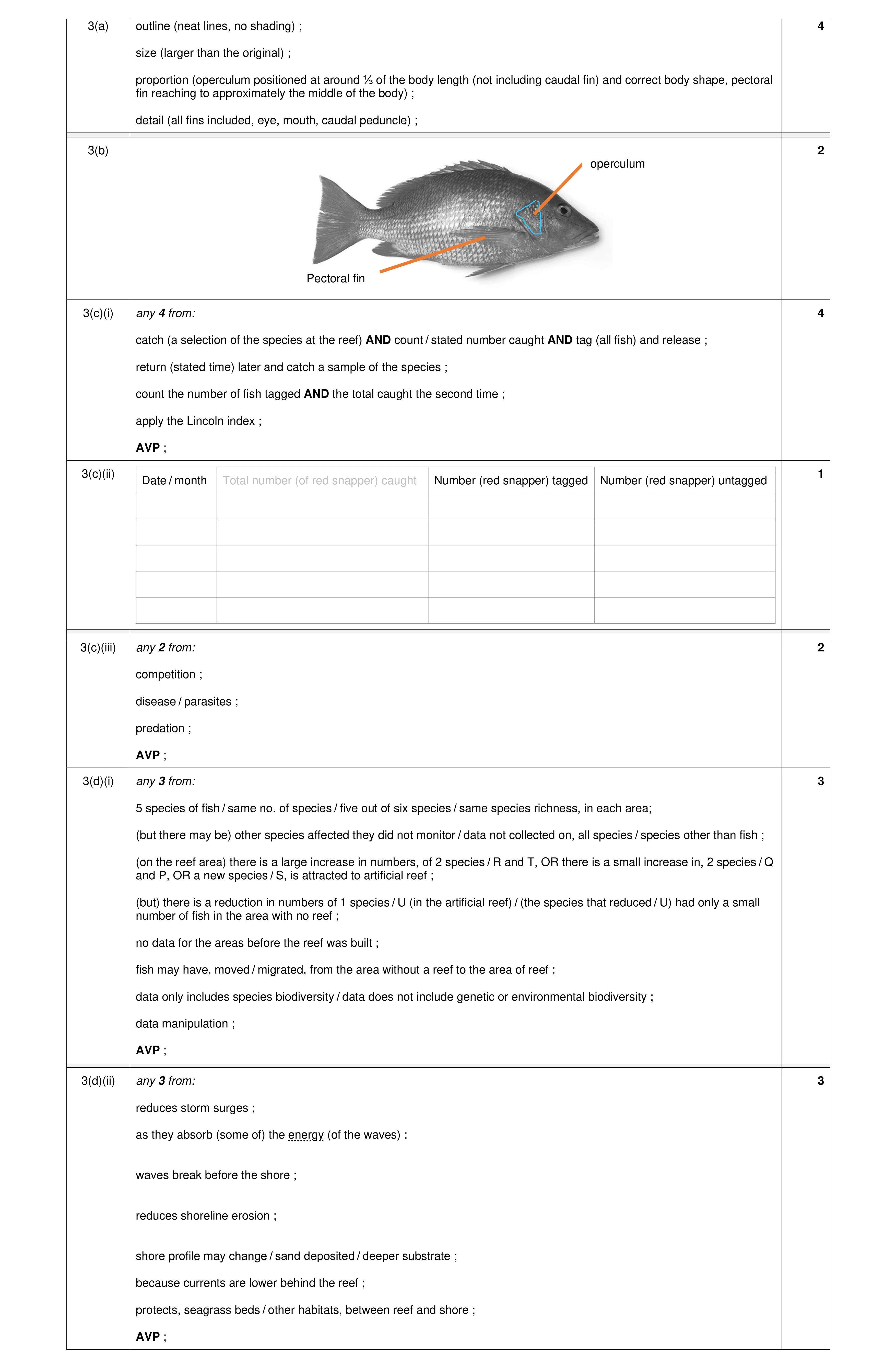 Mark scheme for question 39