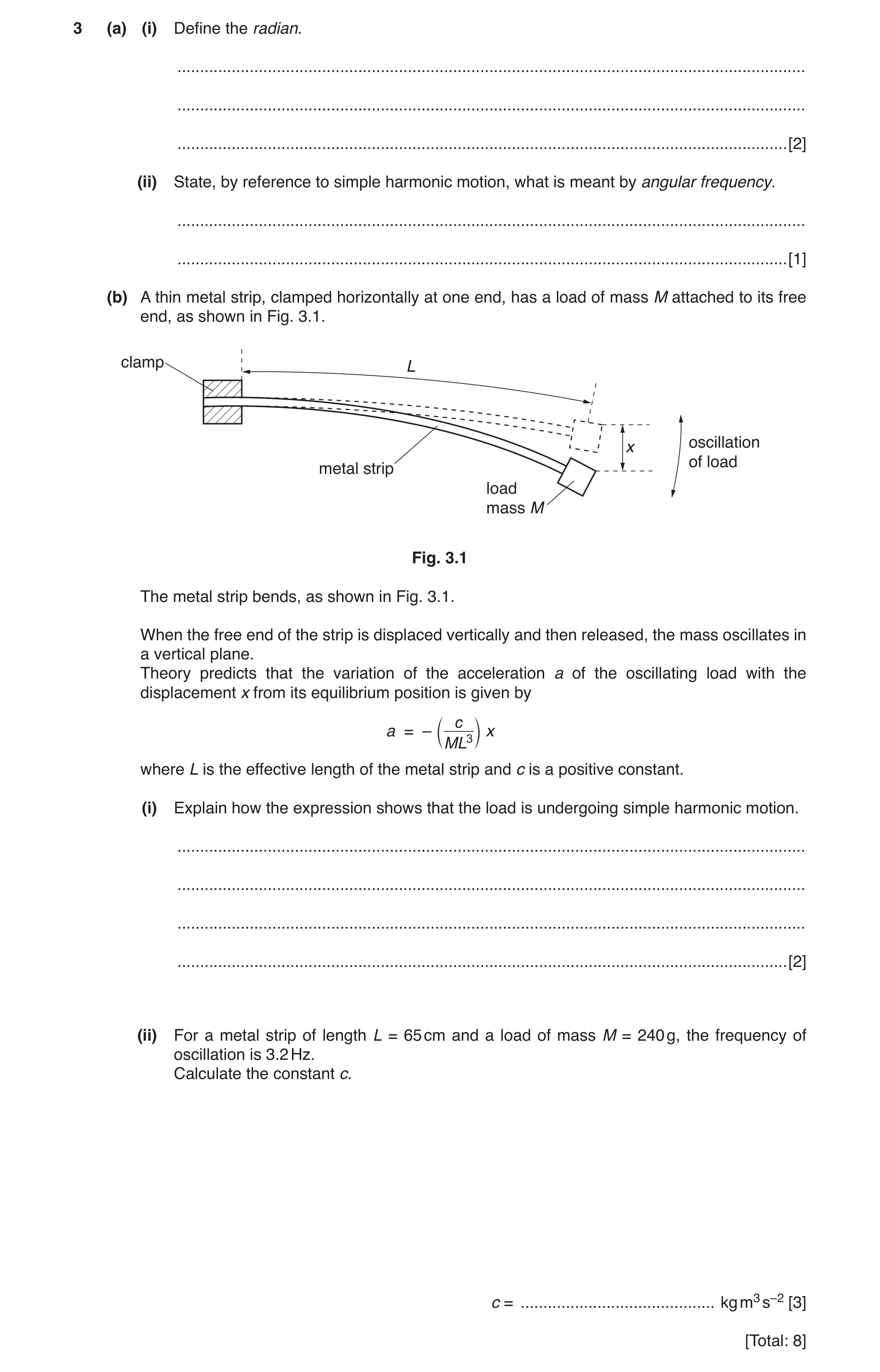 Question 6: (a) (i) Define the radian. ................................................................................................................…