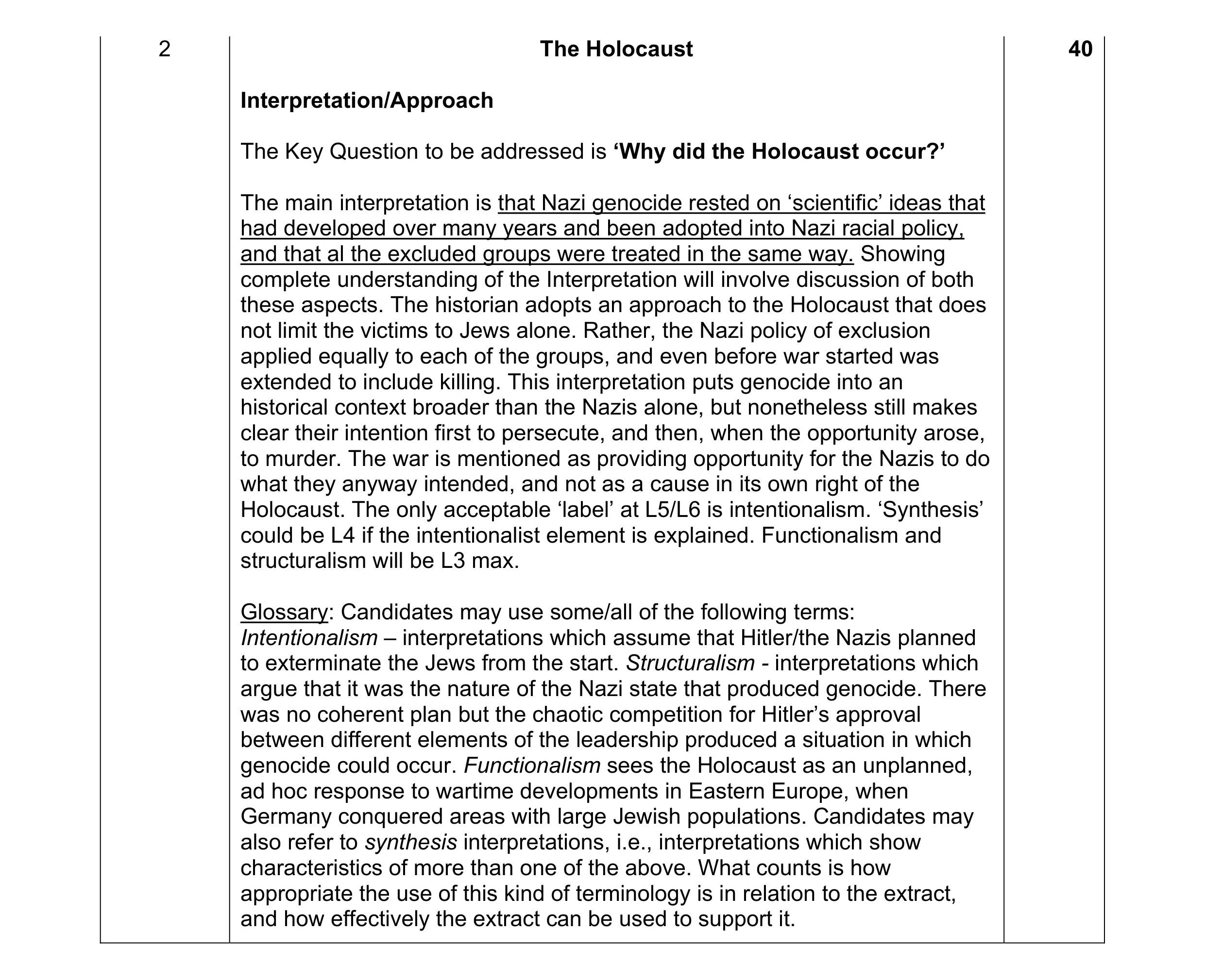 Mark scheme for question 21
