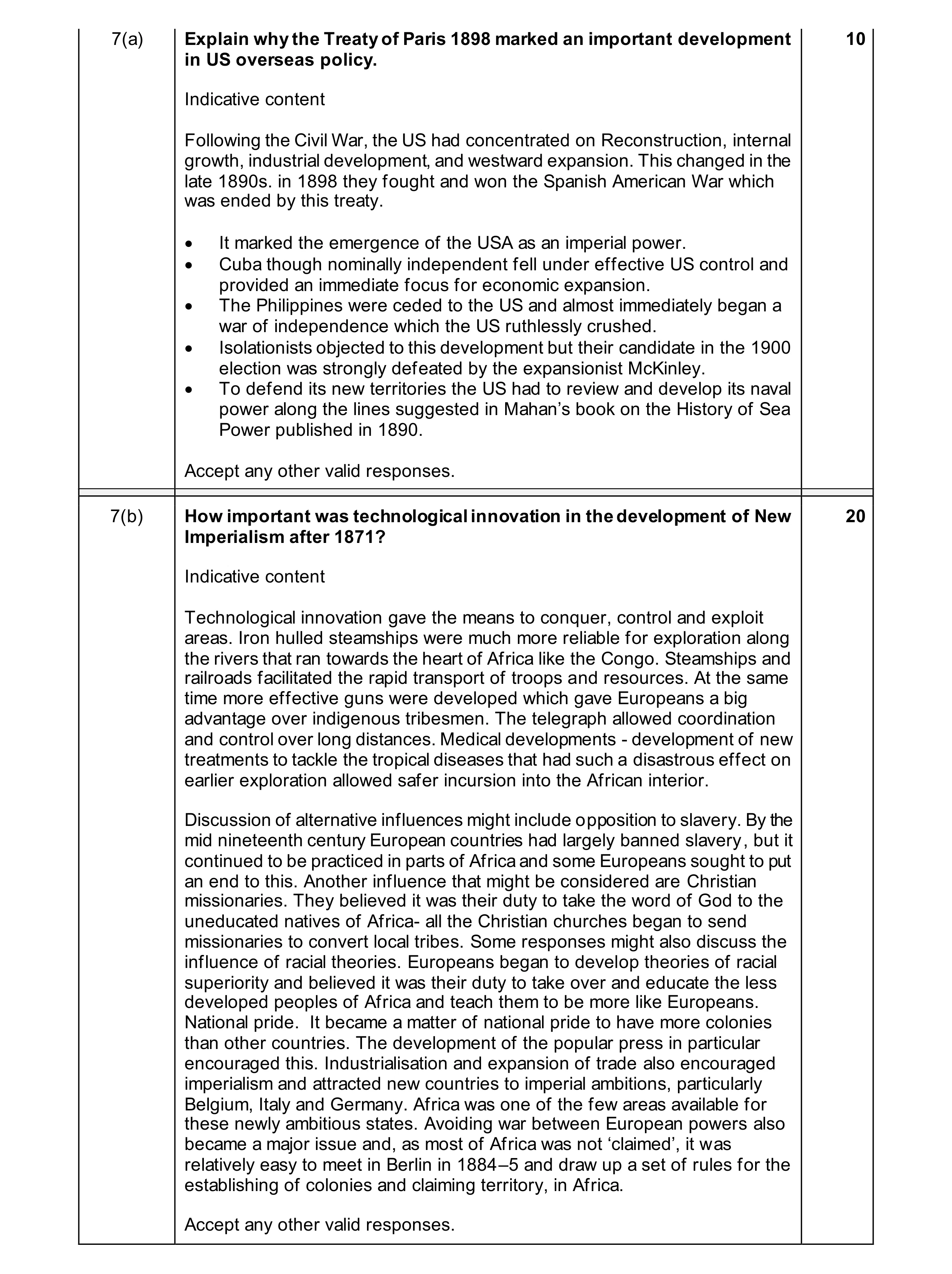 Mark scheme for question 13