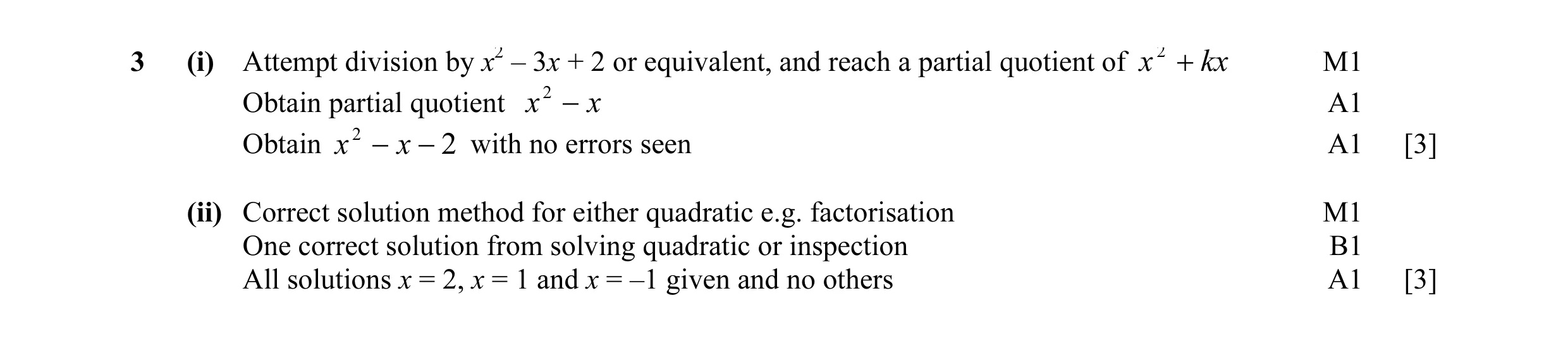 Mark scheme for question 39