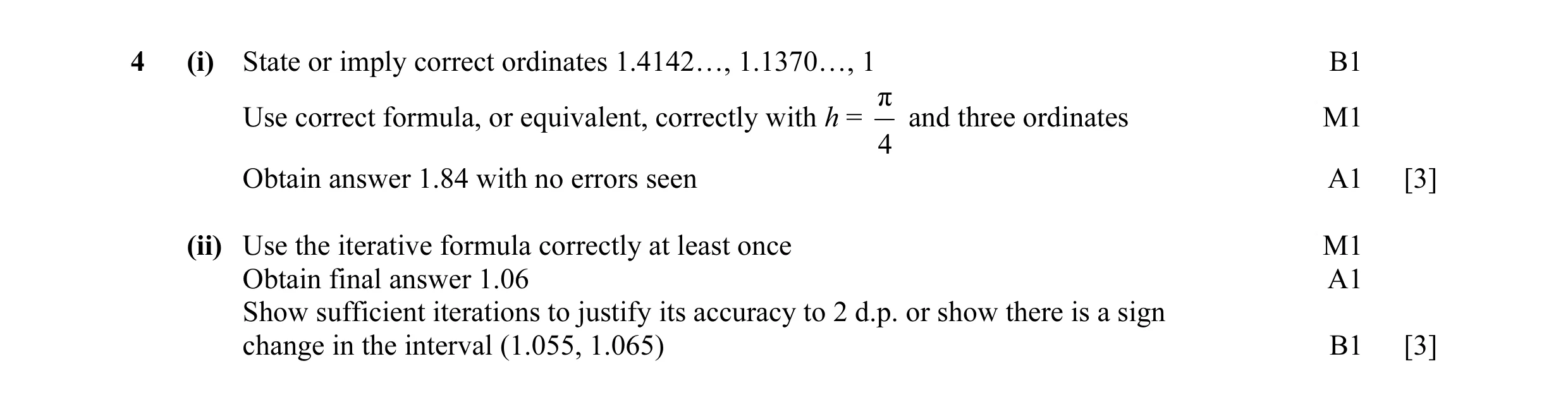 Mark scheme for question 36