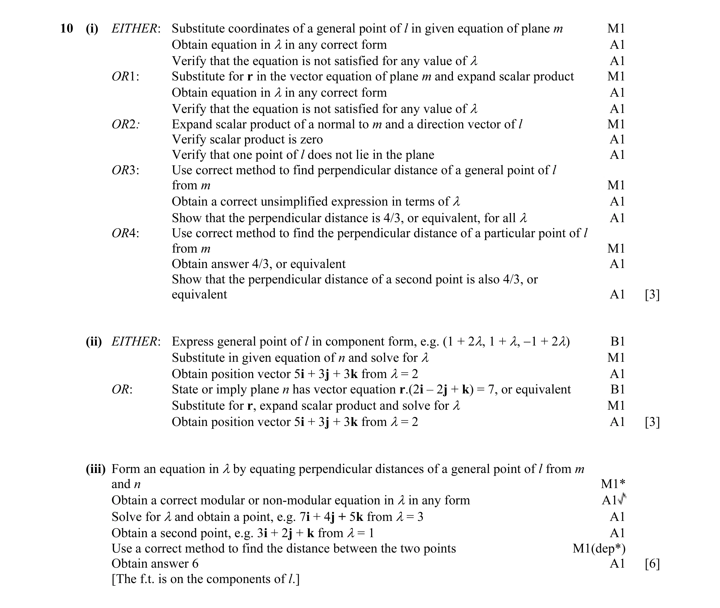Mark scheme for question 20