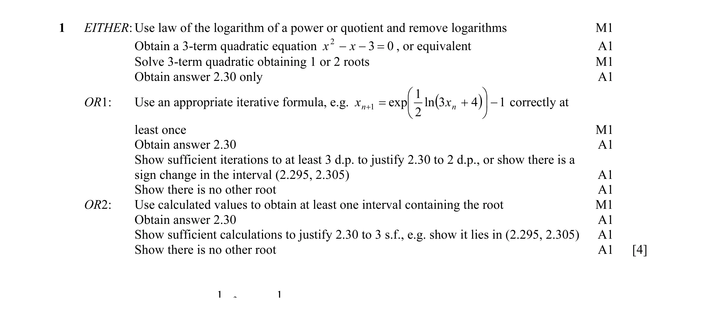Mark scheme for question 16