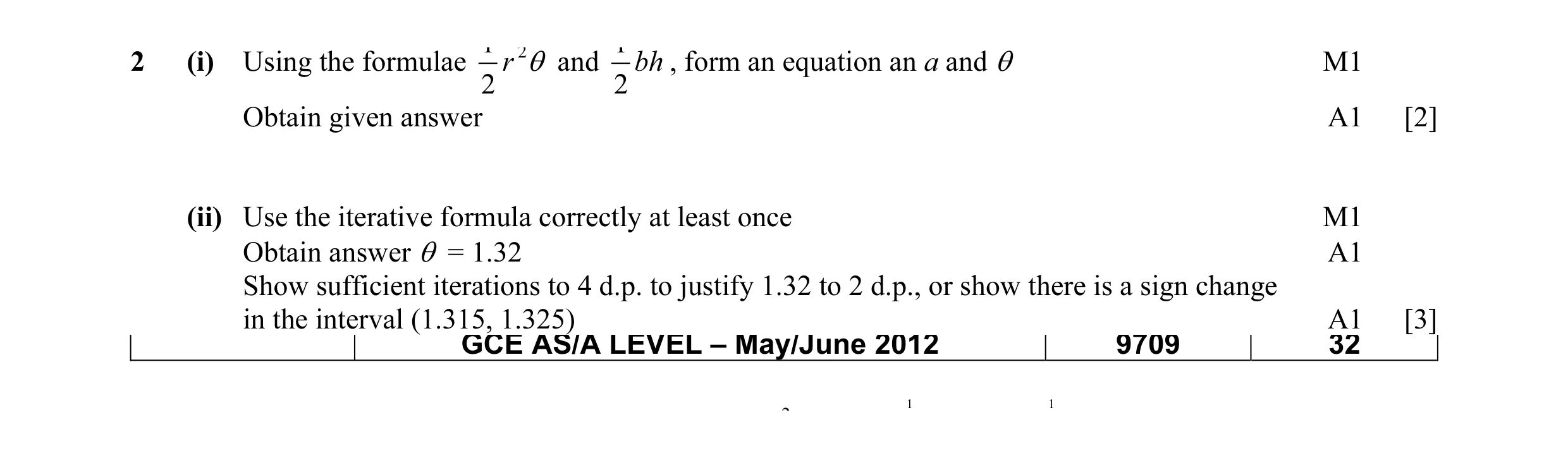 Mark scheme for question 22