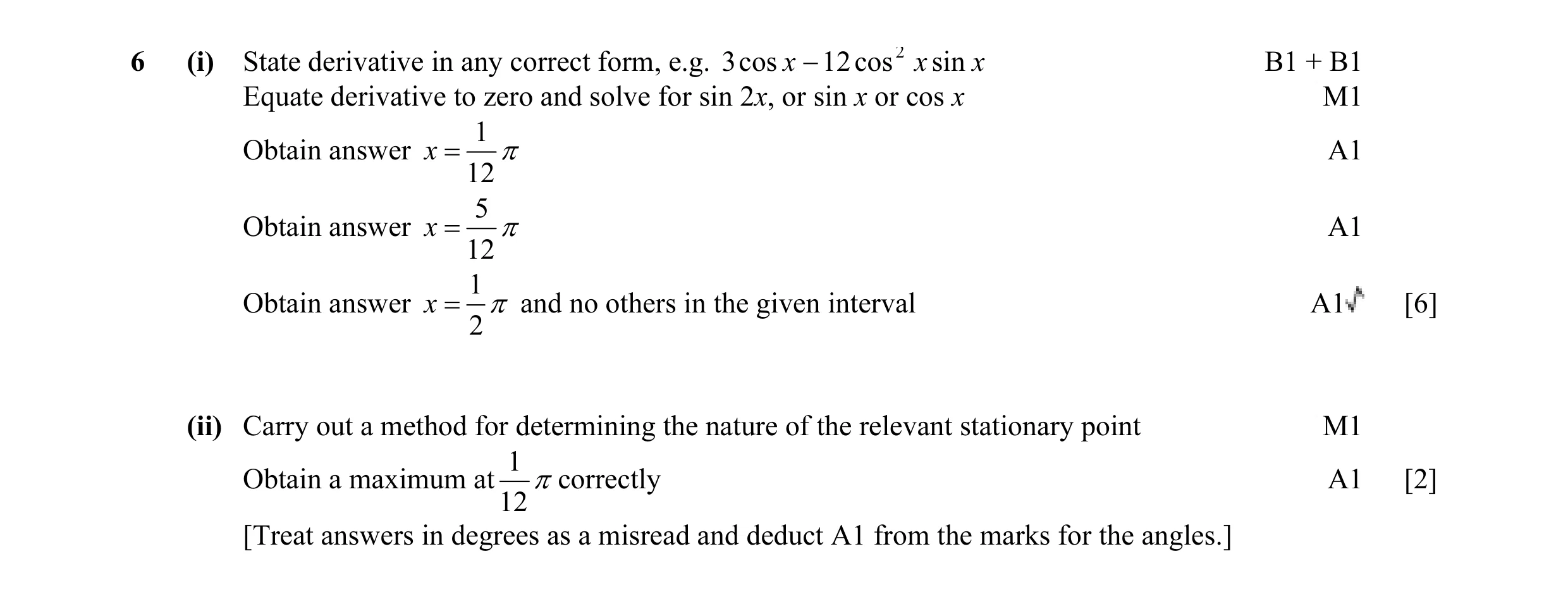 Mark scheme for question 23