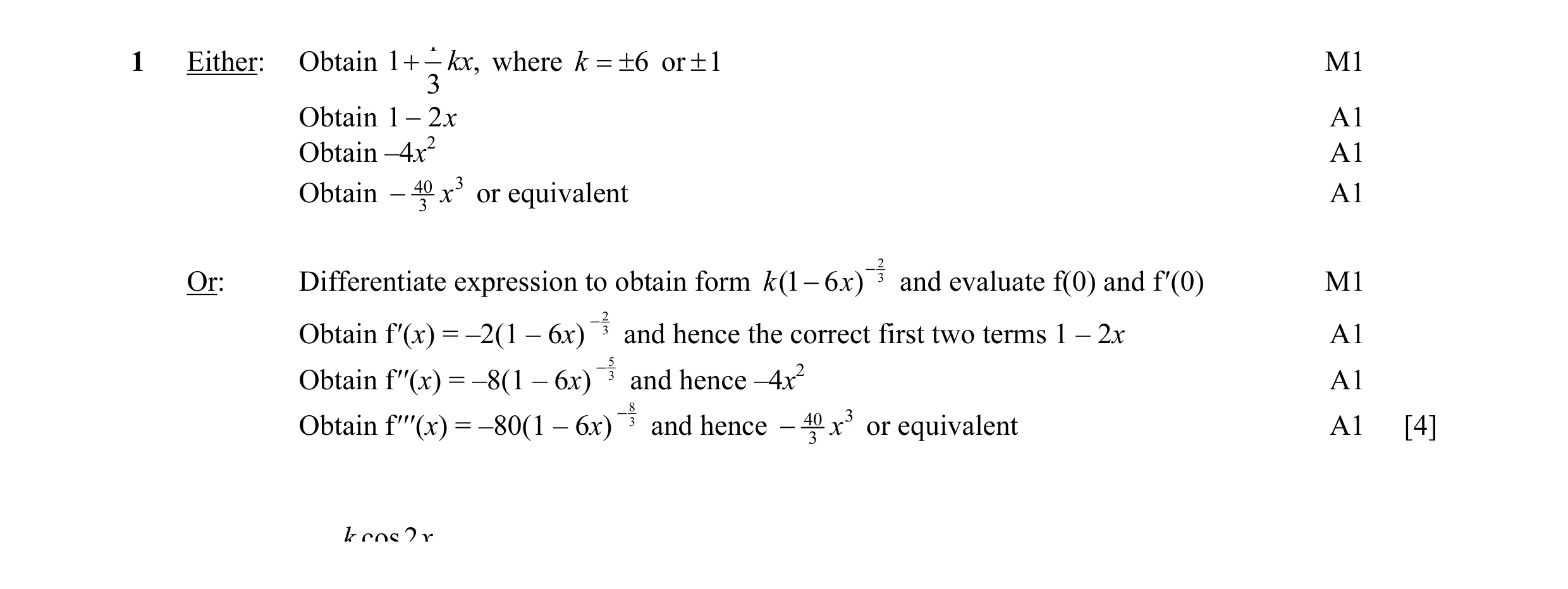 Mark scheme for question 6