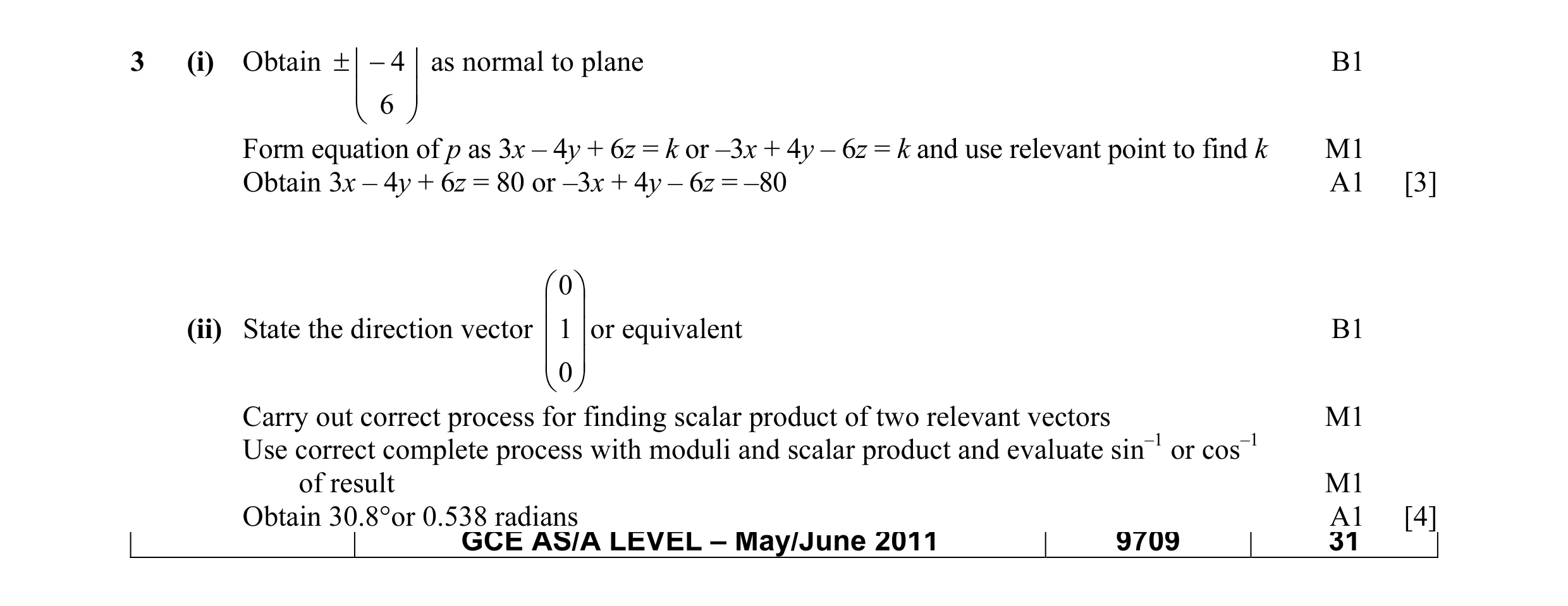 Mark scheme for question 14