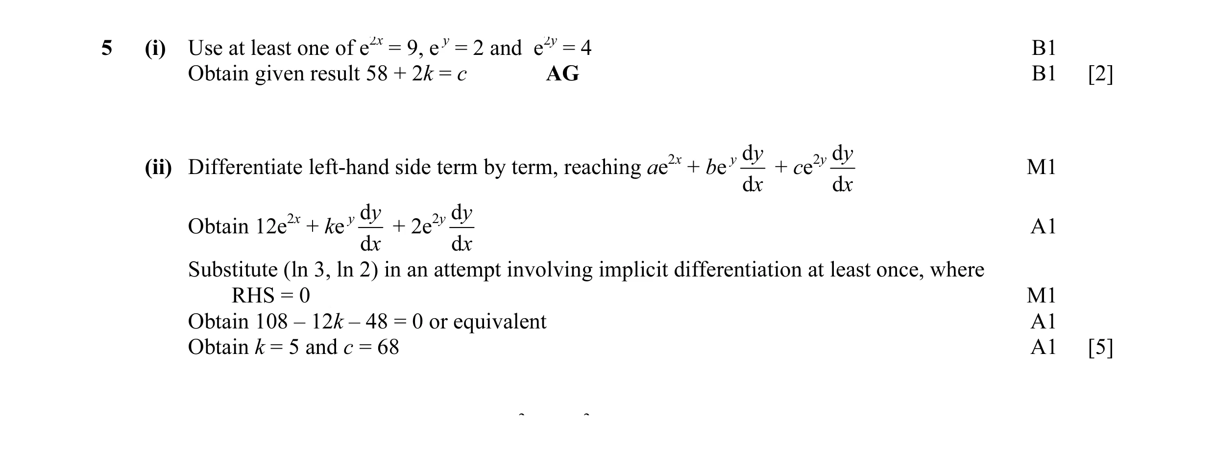 Mark scheme for question 11