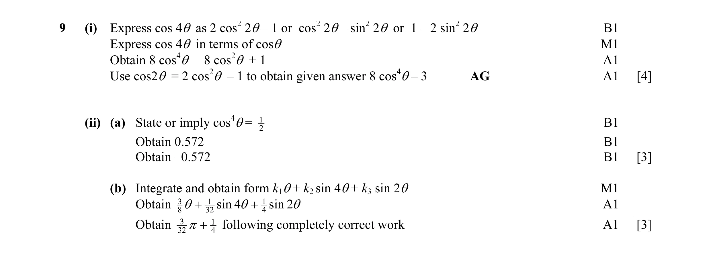 Mark scheme for question 3