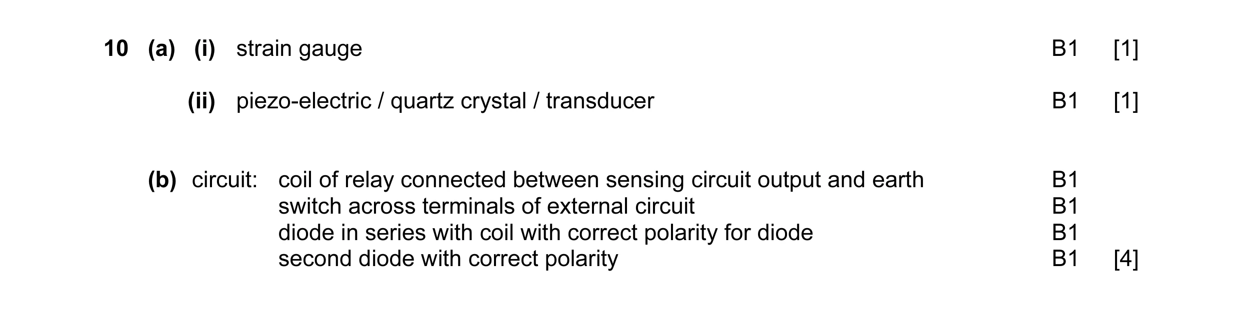 Mark scheme for question 4